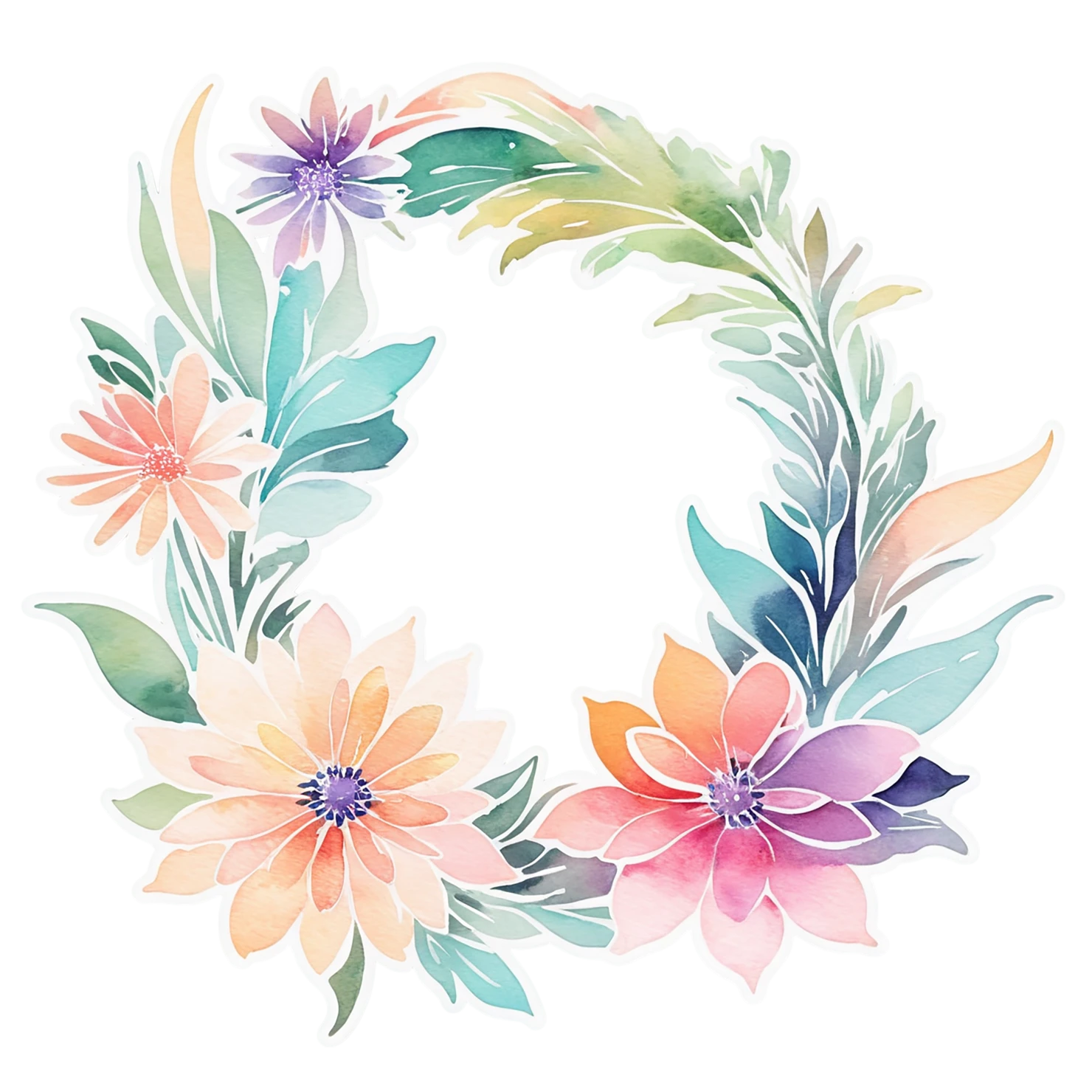 Floral watercolor sticker isolated on transparent background #16306