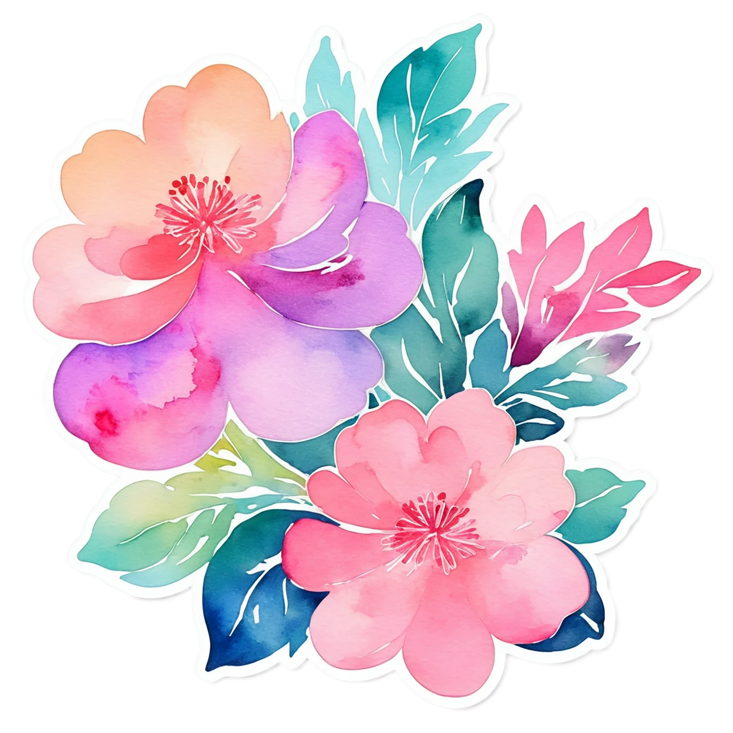 Floral watercolor sticker isolated on transparent background #16310