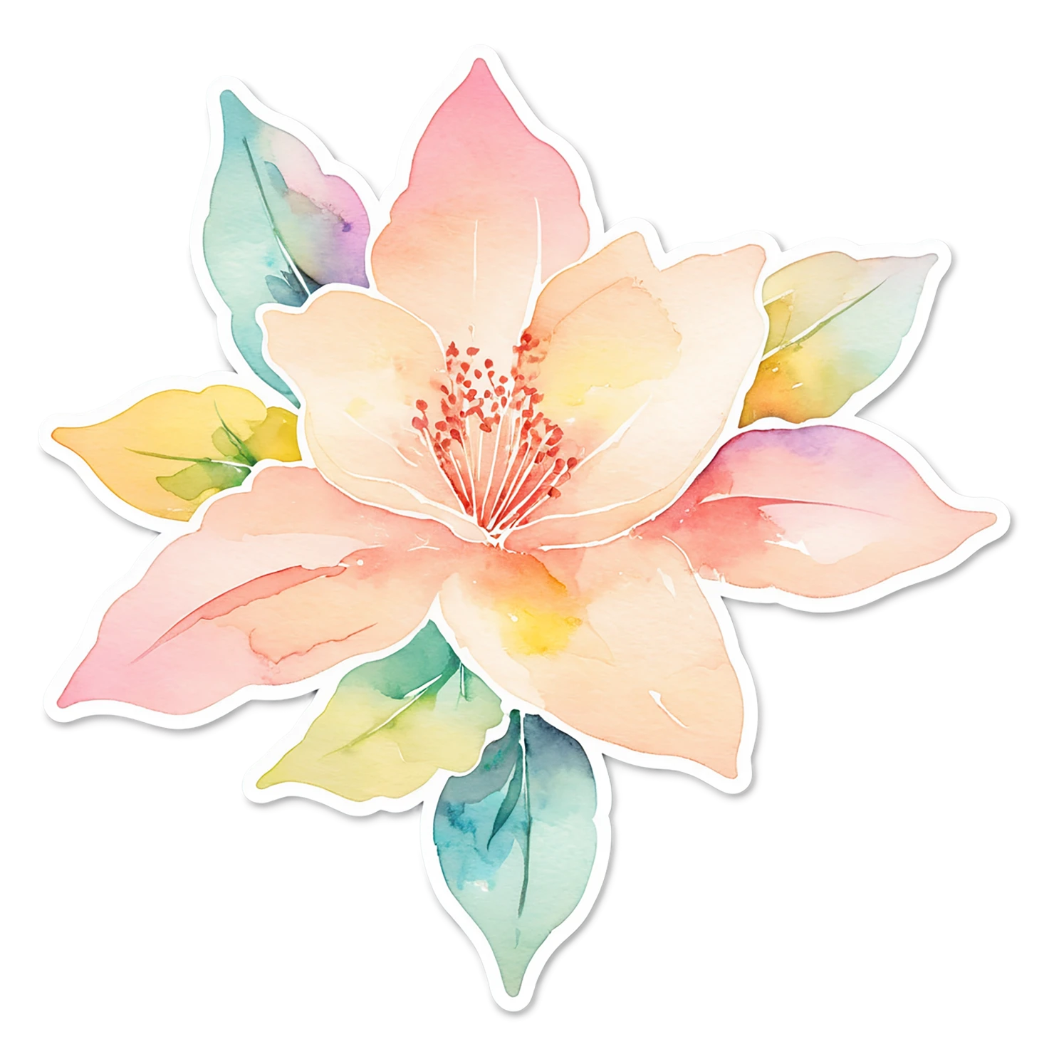 Floral watercolor sticker isolated on transparent background #16312