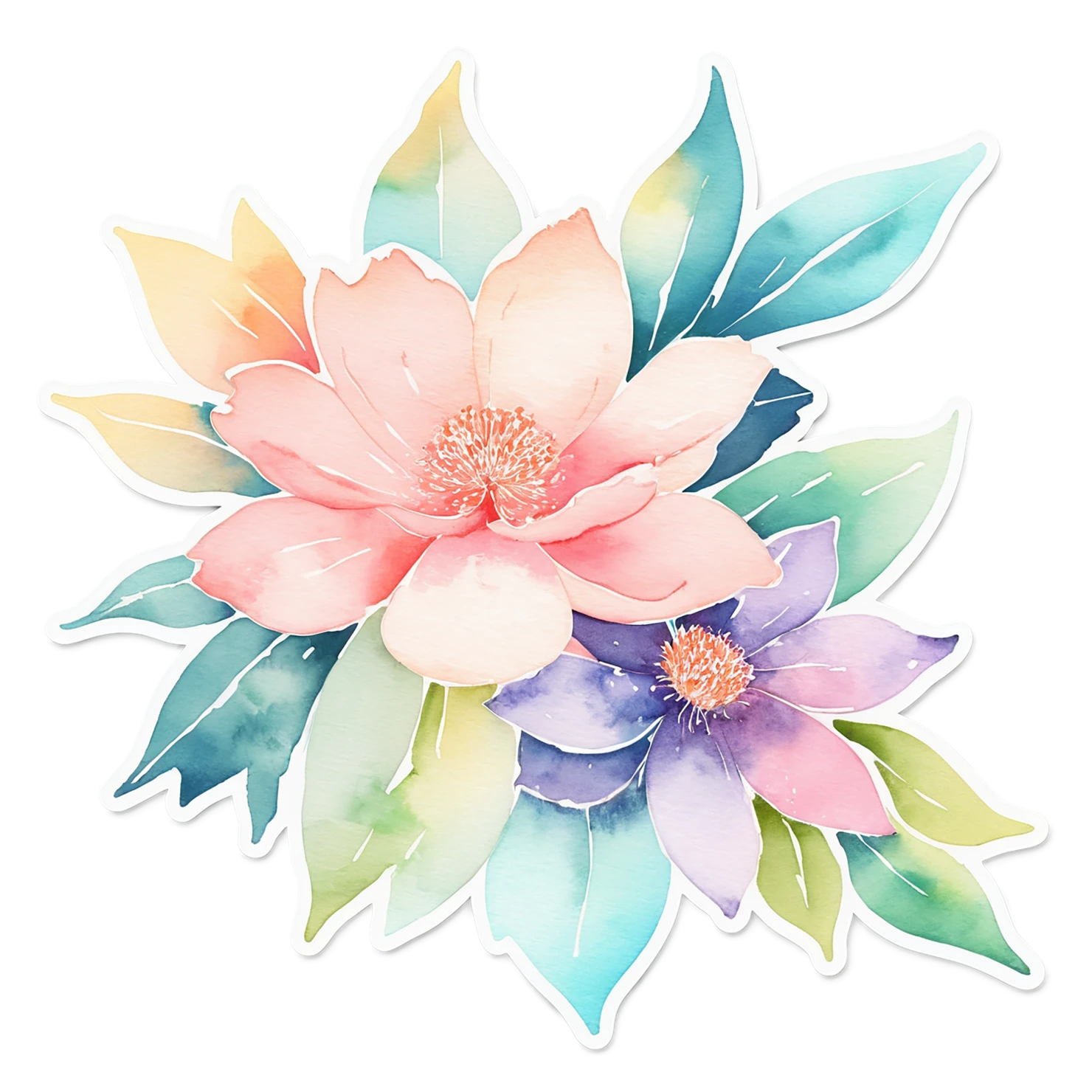 Floral watercolor sticker isolated on transparent background #16313