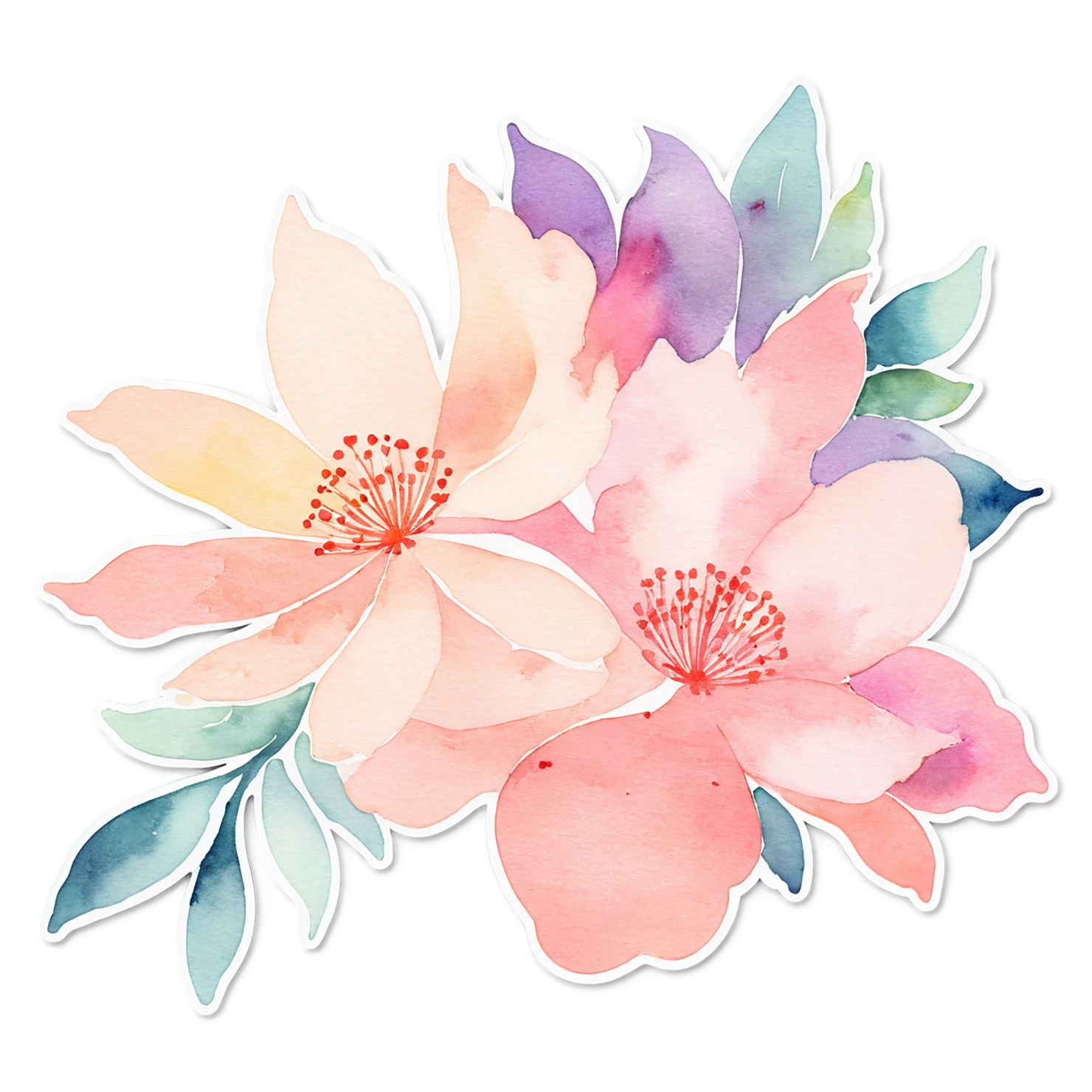 Floral watercolor sticker isolated on transparent background #16315