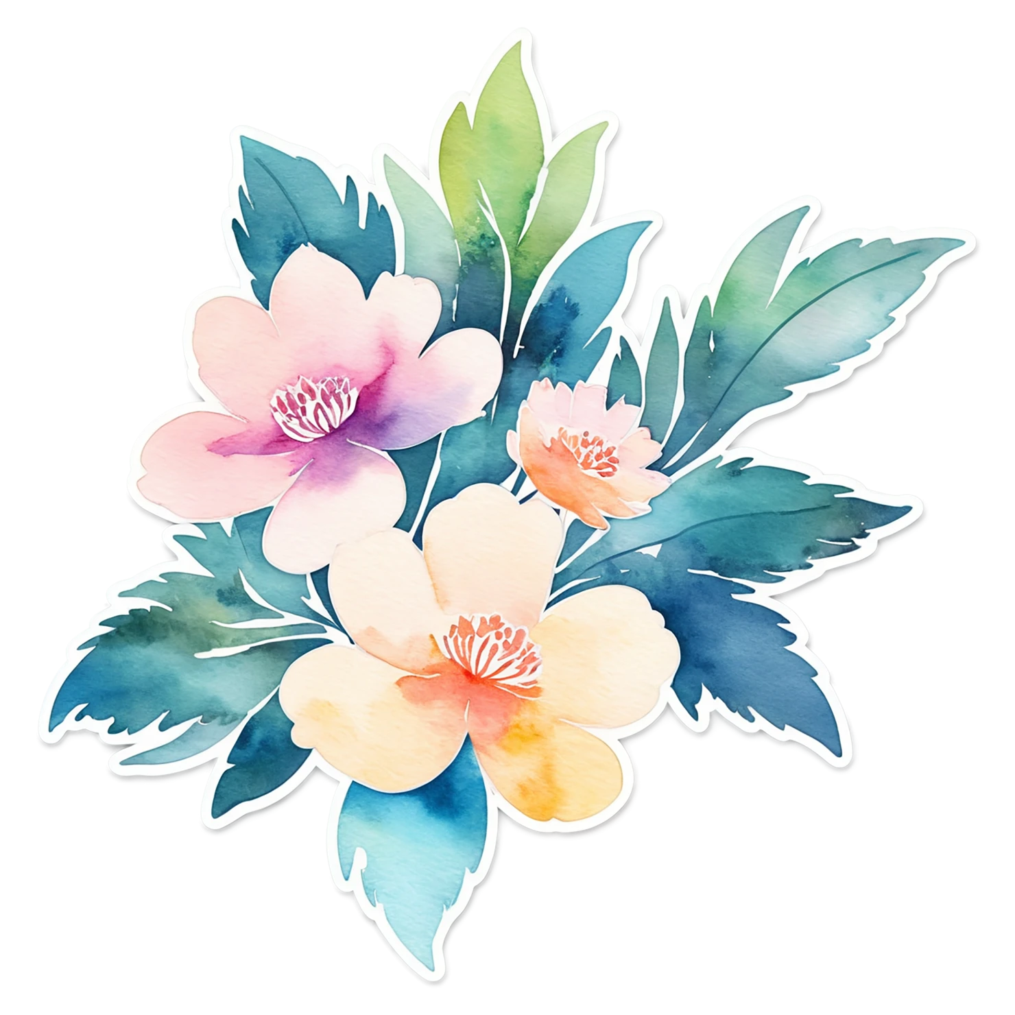 Floral watercolor sticker isolated on transparent background #16317