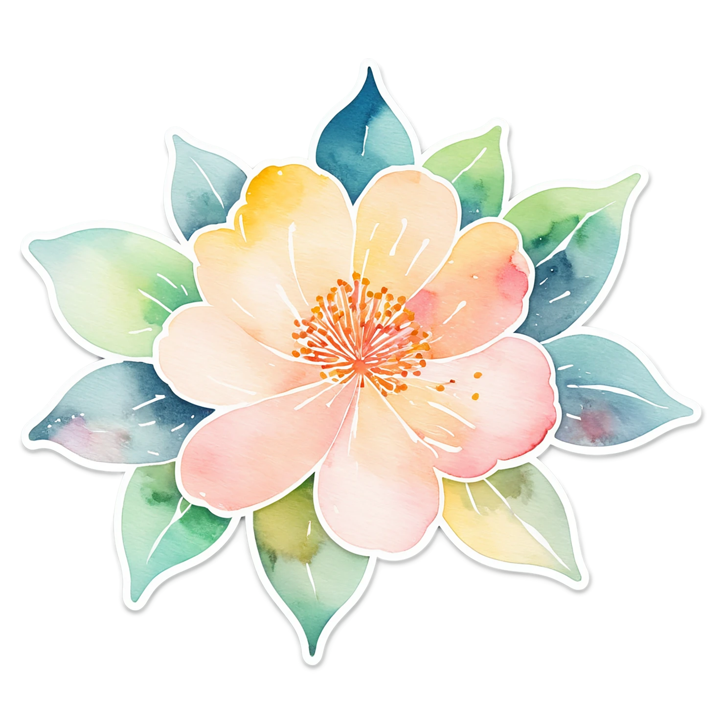 Floral watercolor sticker isolated on transparent background #16319