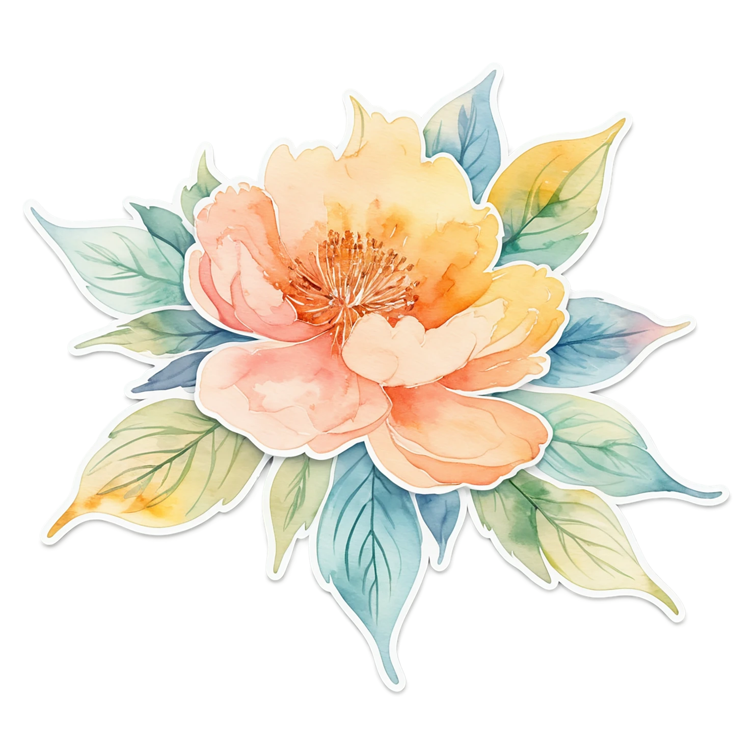 Floral watercolor sticker isolated on transparent background #16322