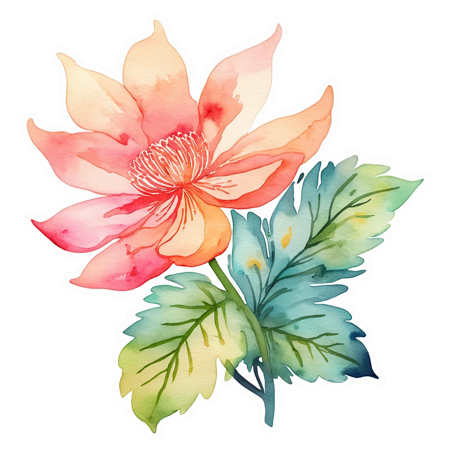 Floral watercolor sticker isolated on transparent background #16325