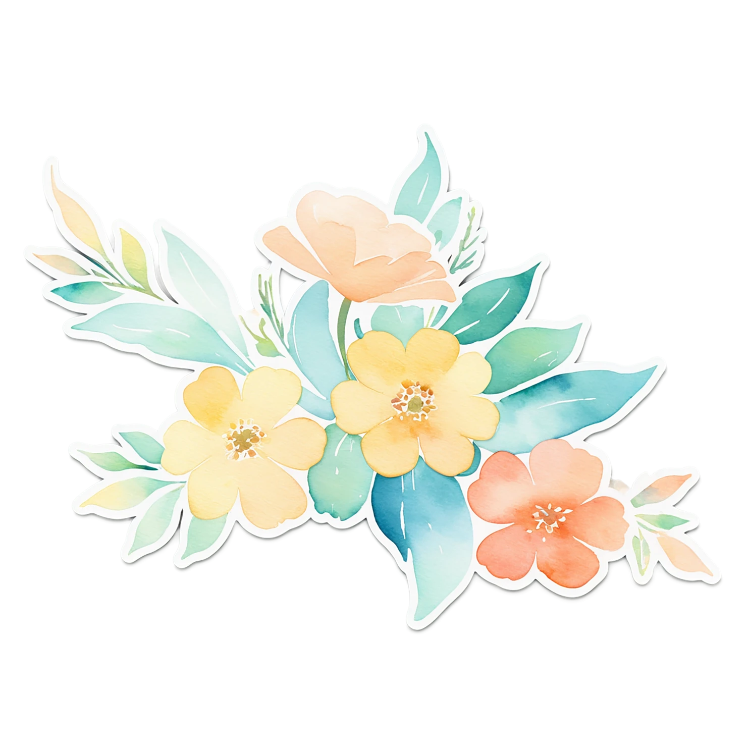 Floral watercolor sticker isolated on transparent background #16328