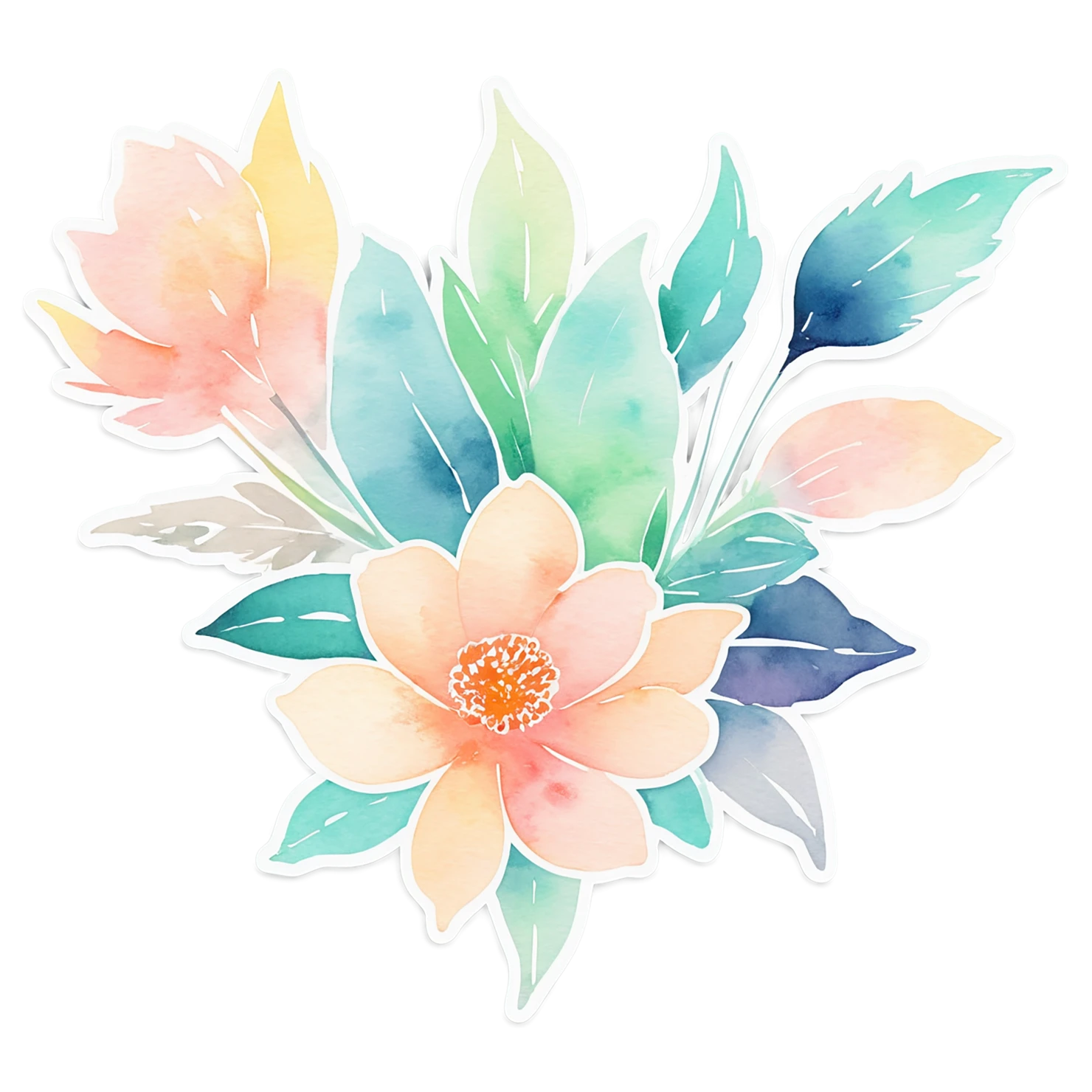 Floral watercolor sticker isolated on transparent background #16329