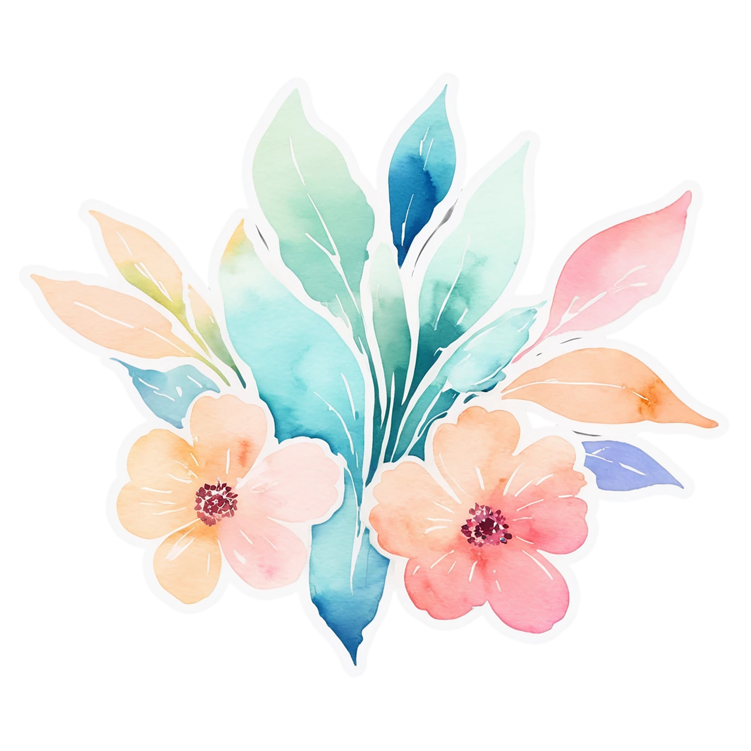Floral watercolor sticker isolated on transparent background #16332