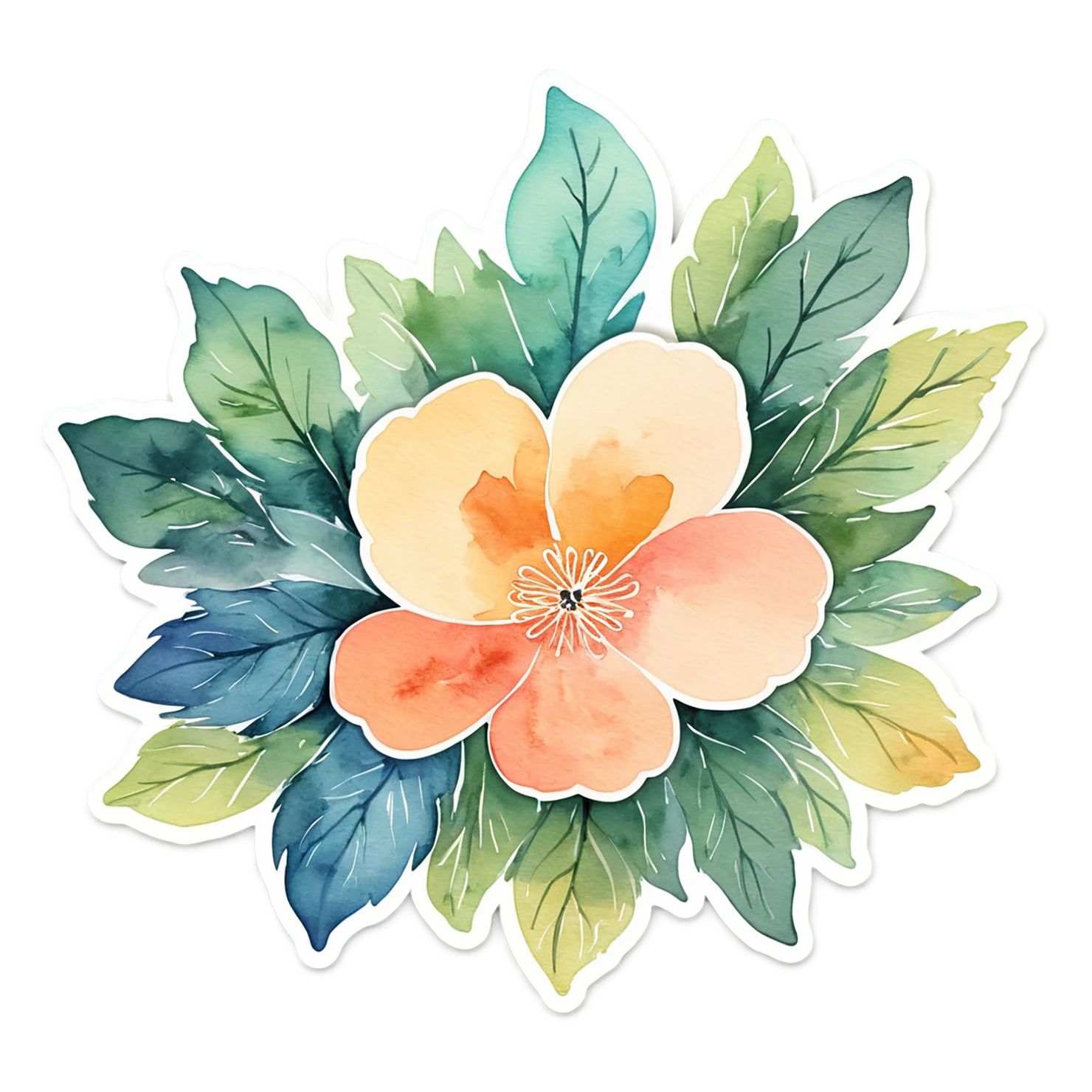 Floral watercolor sticker isolated on transparent background #16334