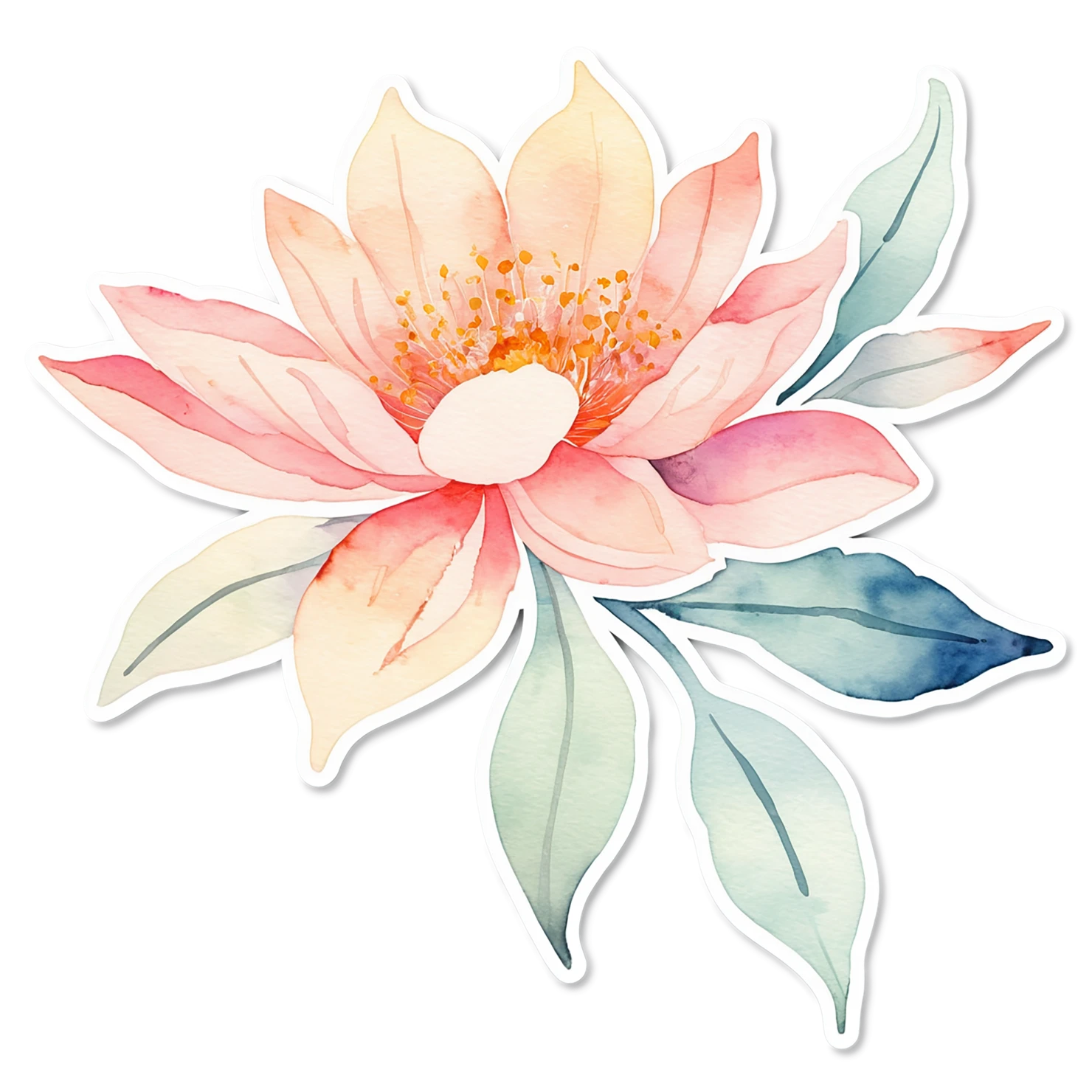 Floral watercolor sticker isolated on transparent background #16337