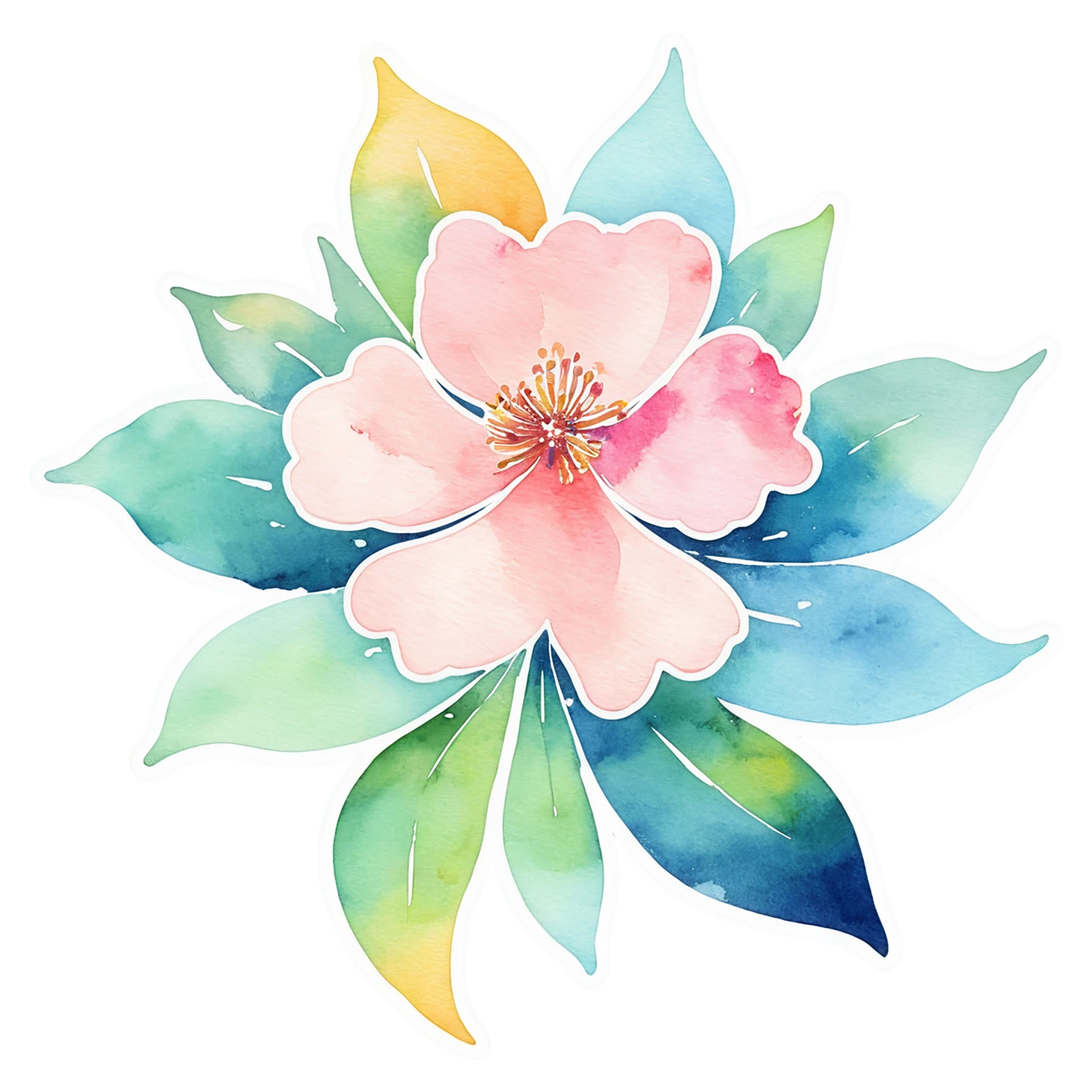 Floral watercolor sticker isolated on transparent background #16338