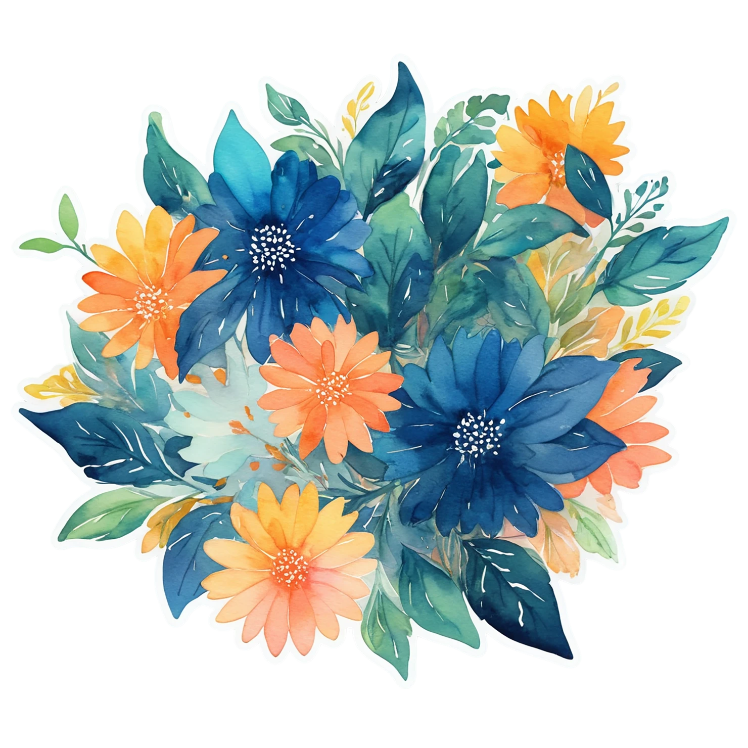 Floral watercolor sticker isolated on transparent background #16339