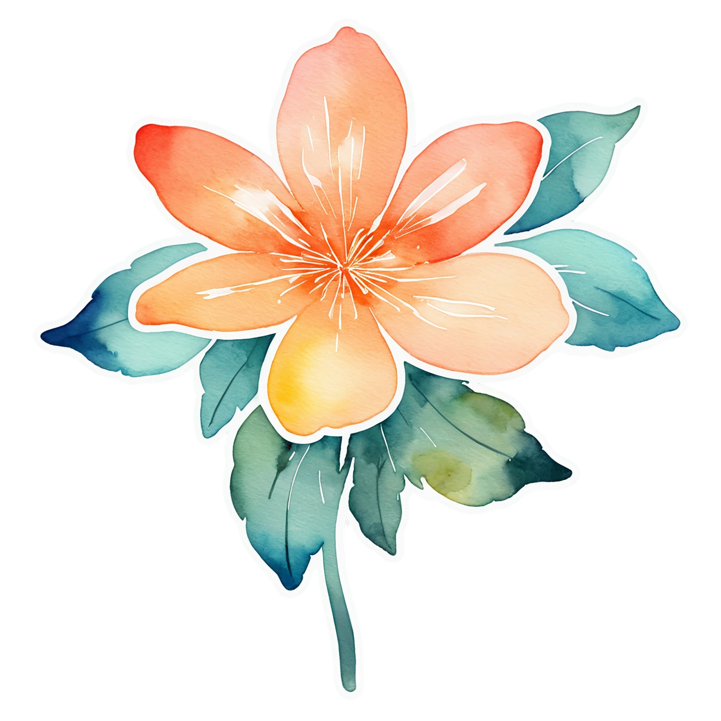 Floral watercolor sticker isolated on transparent background #16341
