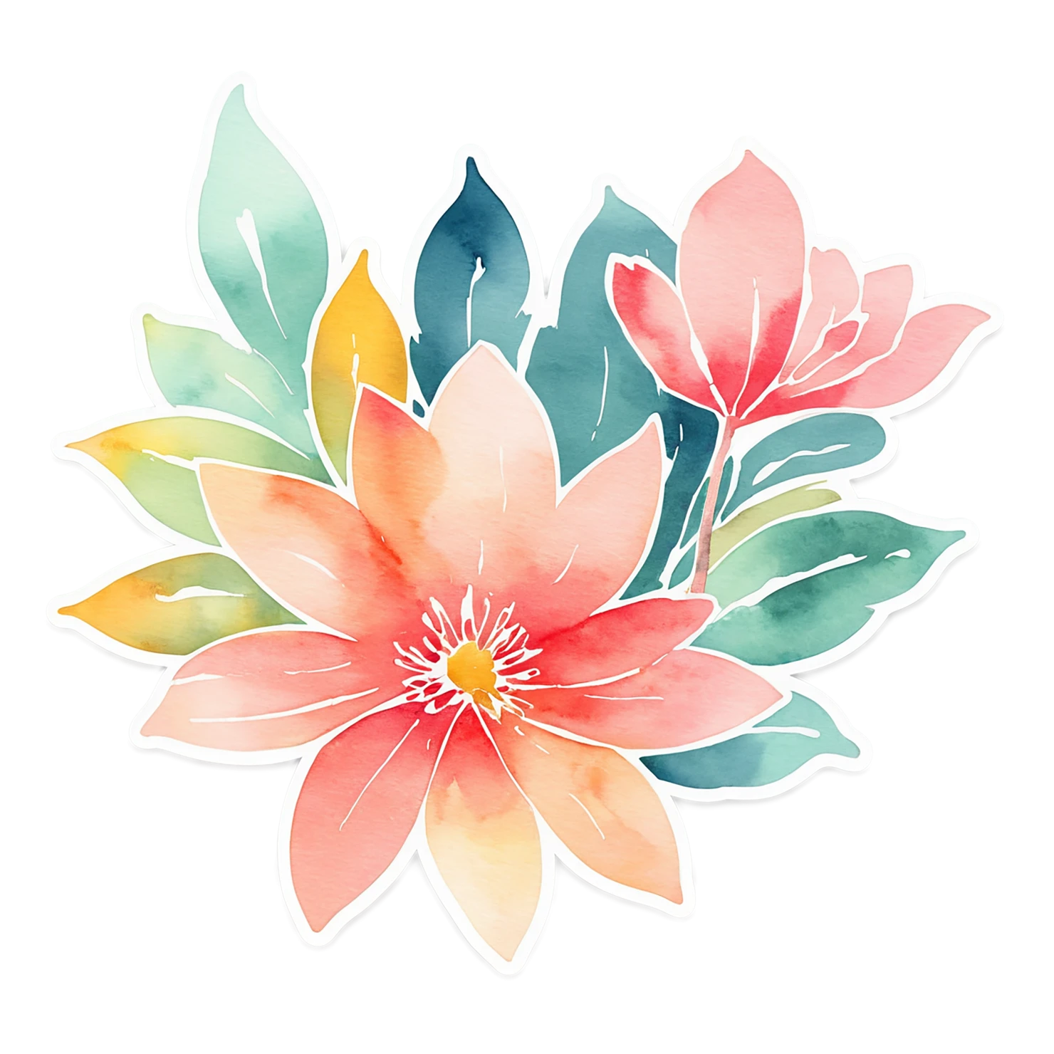 Floral watercolor sticker isolated on transparent background #16342