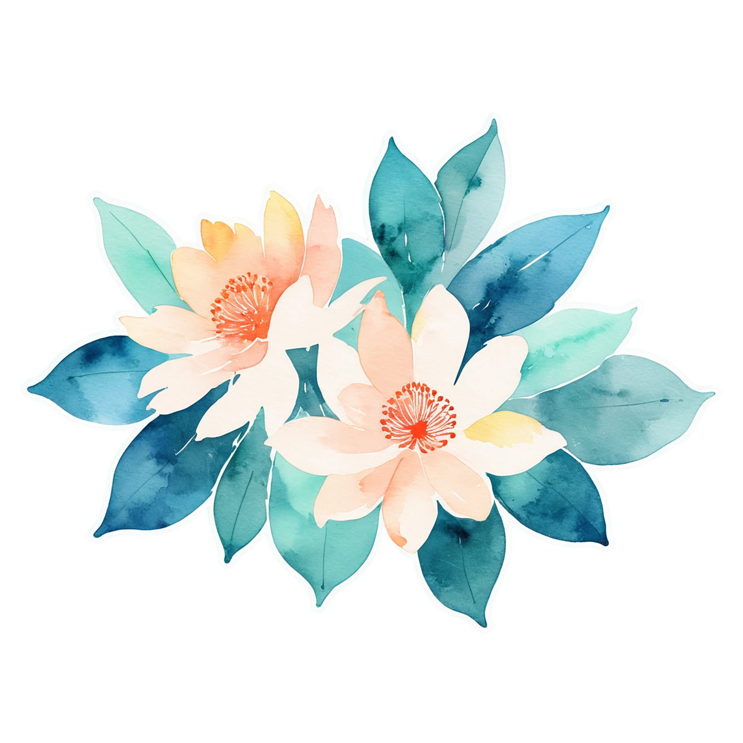Floral watercolor sticker isolated on transparent background #16345