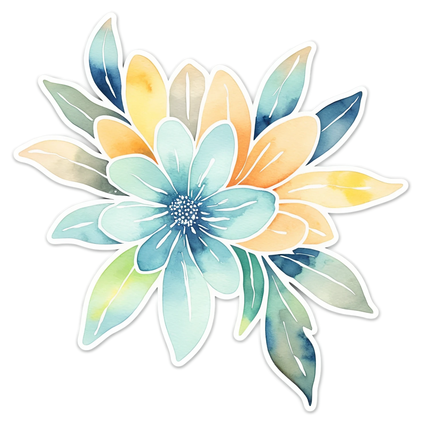 Floral watercolor sticker isolated on transparent background #16347