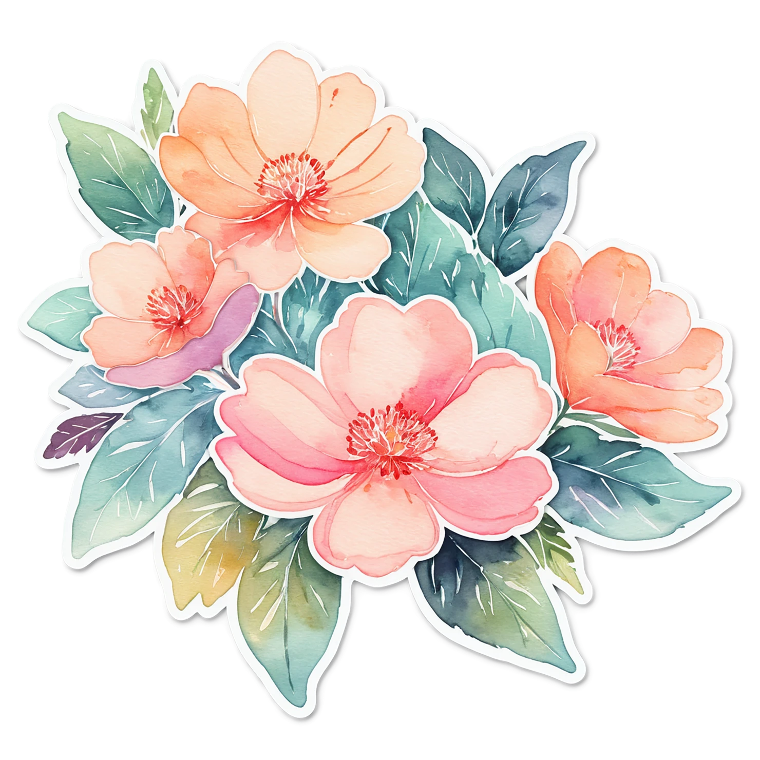 Floral watercolor sticker isolated on transparent background #16349