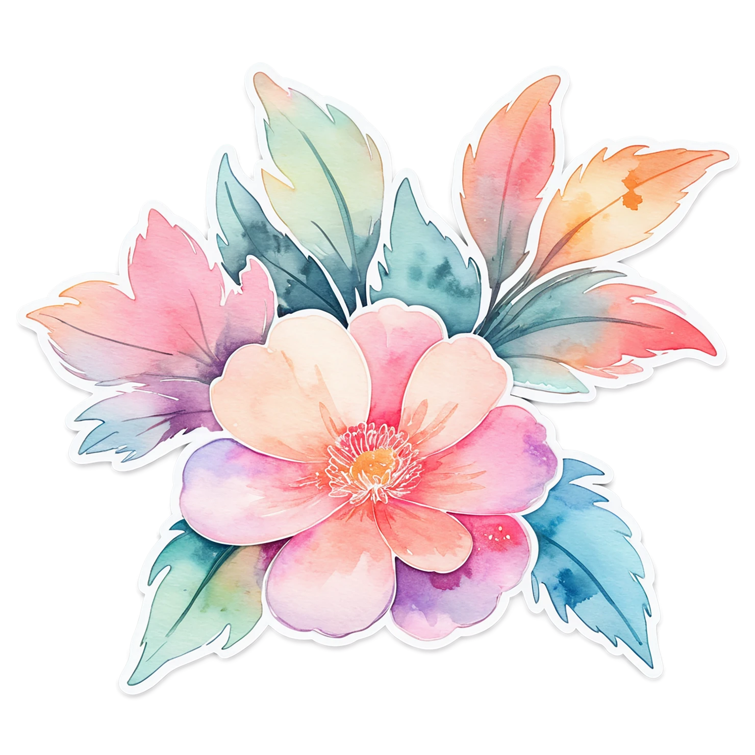 Floral watercolor sticker isolated on transparent background #16354