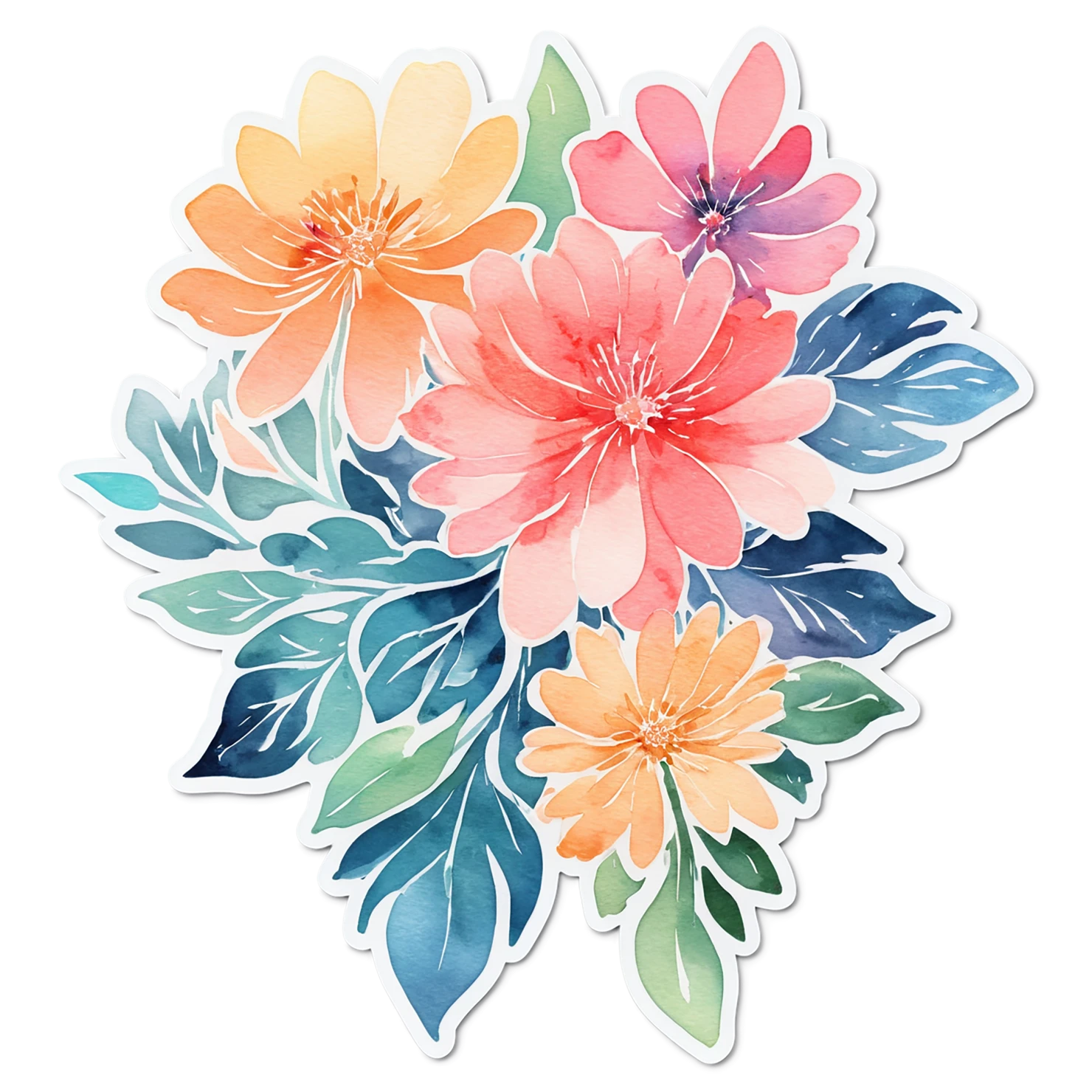 Floral watercolor sticker isolated on transparent background #16358
