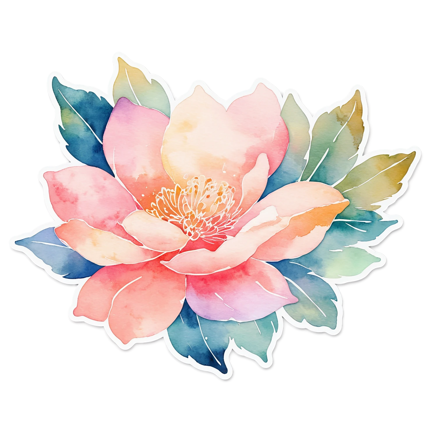 Floral watercolor sticker isolated on transparent background #16359