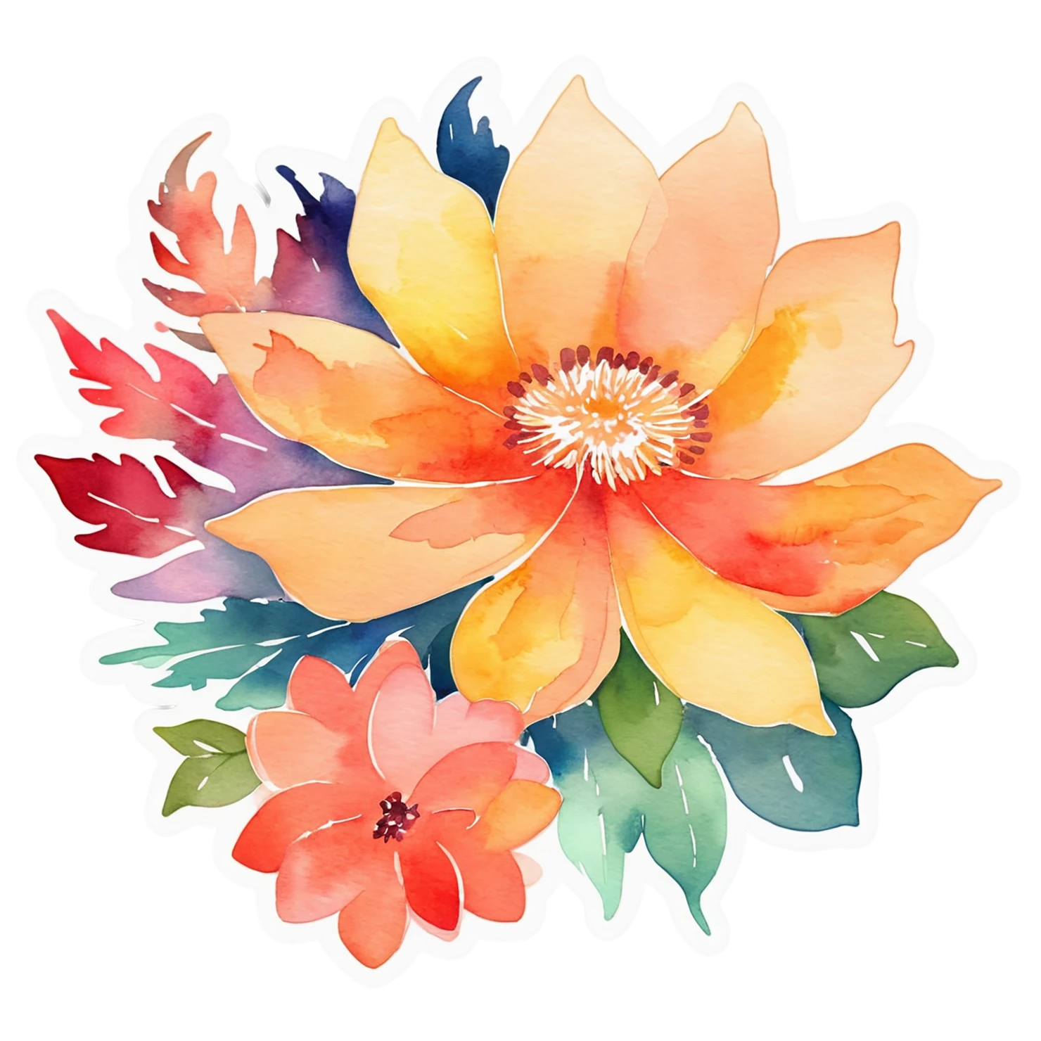 Floral watercolor sticker isolated on transparent background #16360