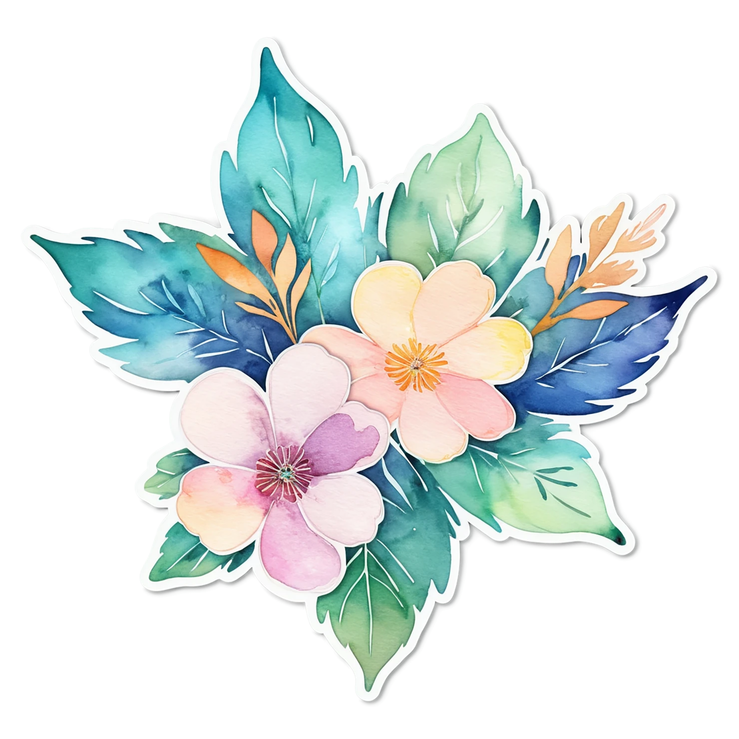 Floral watercolor sticker isolated on transparent background #16366