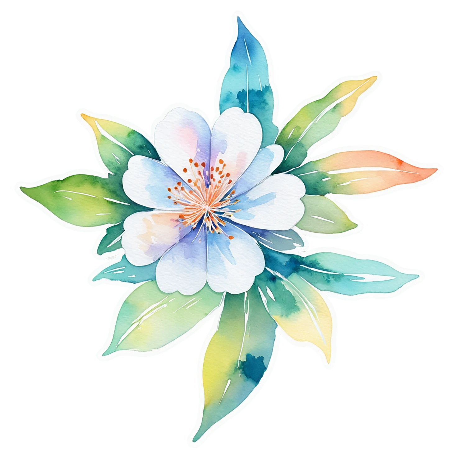 Floral watercolor sticker isolated on transparent background #16367