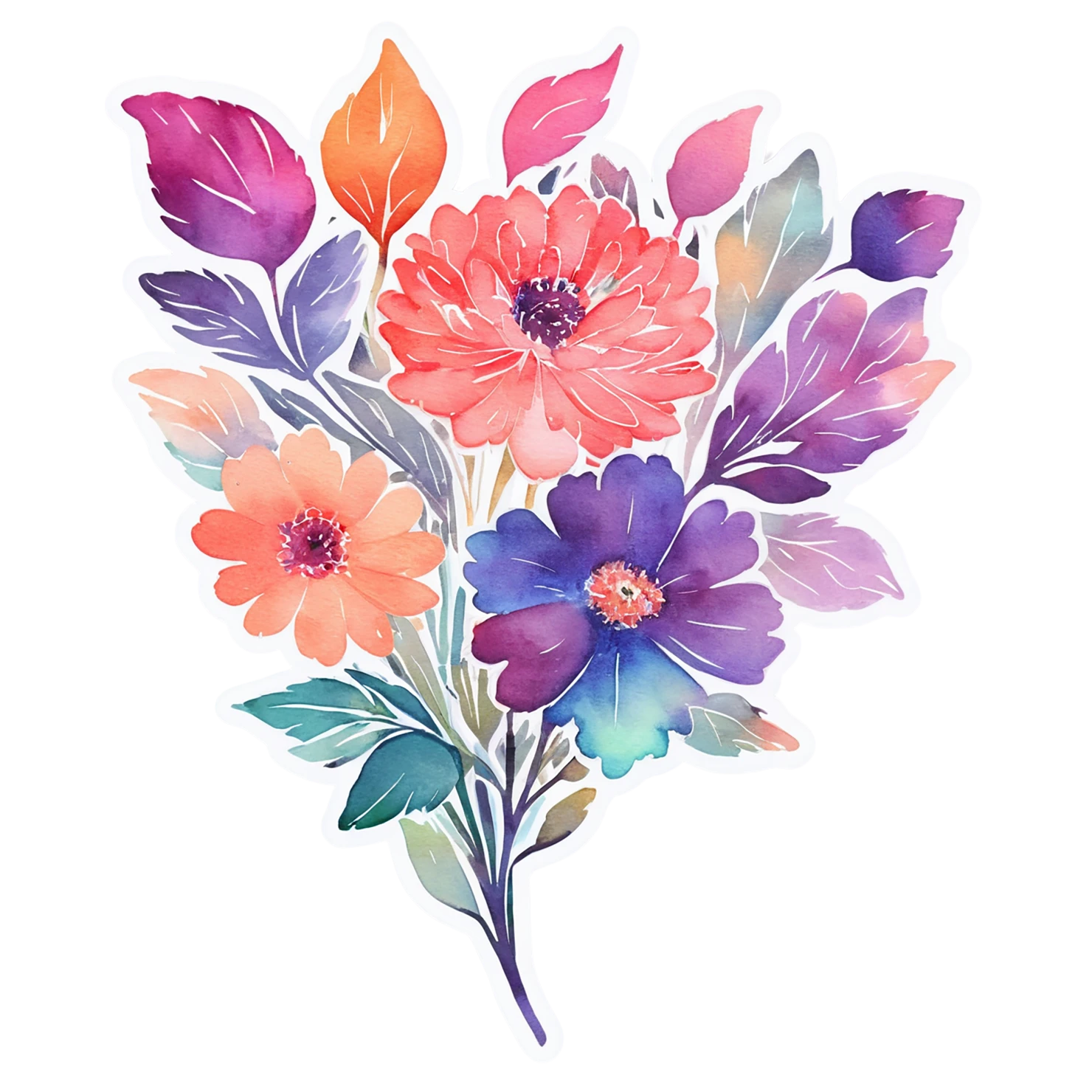 Floral watercolor sticker isolated on transparent background #16368