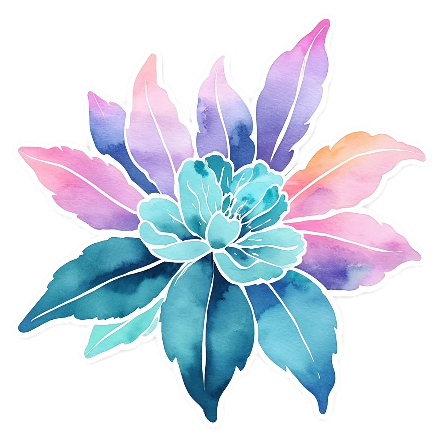 Floral watercolor sticker isolated on transparent background #16369