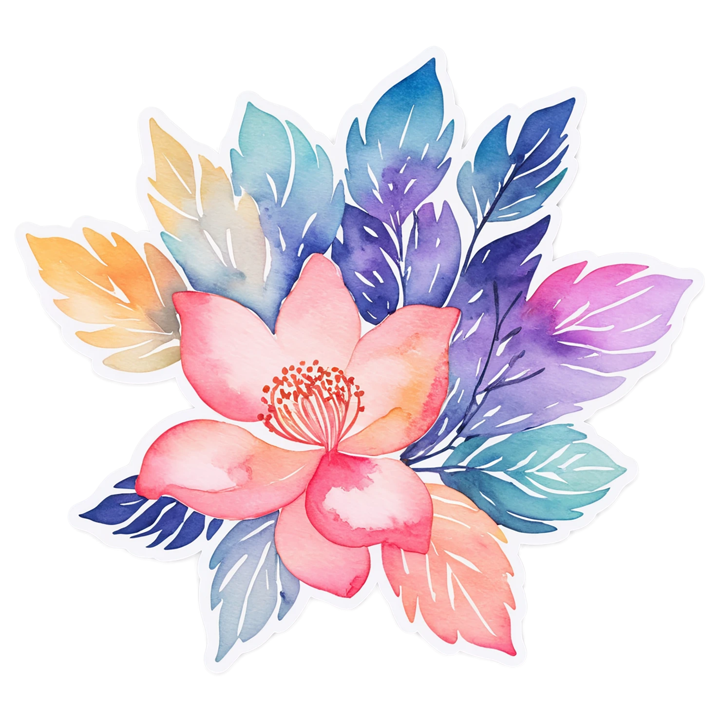 Floral watercolor sticker isolated on transparent background #16371