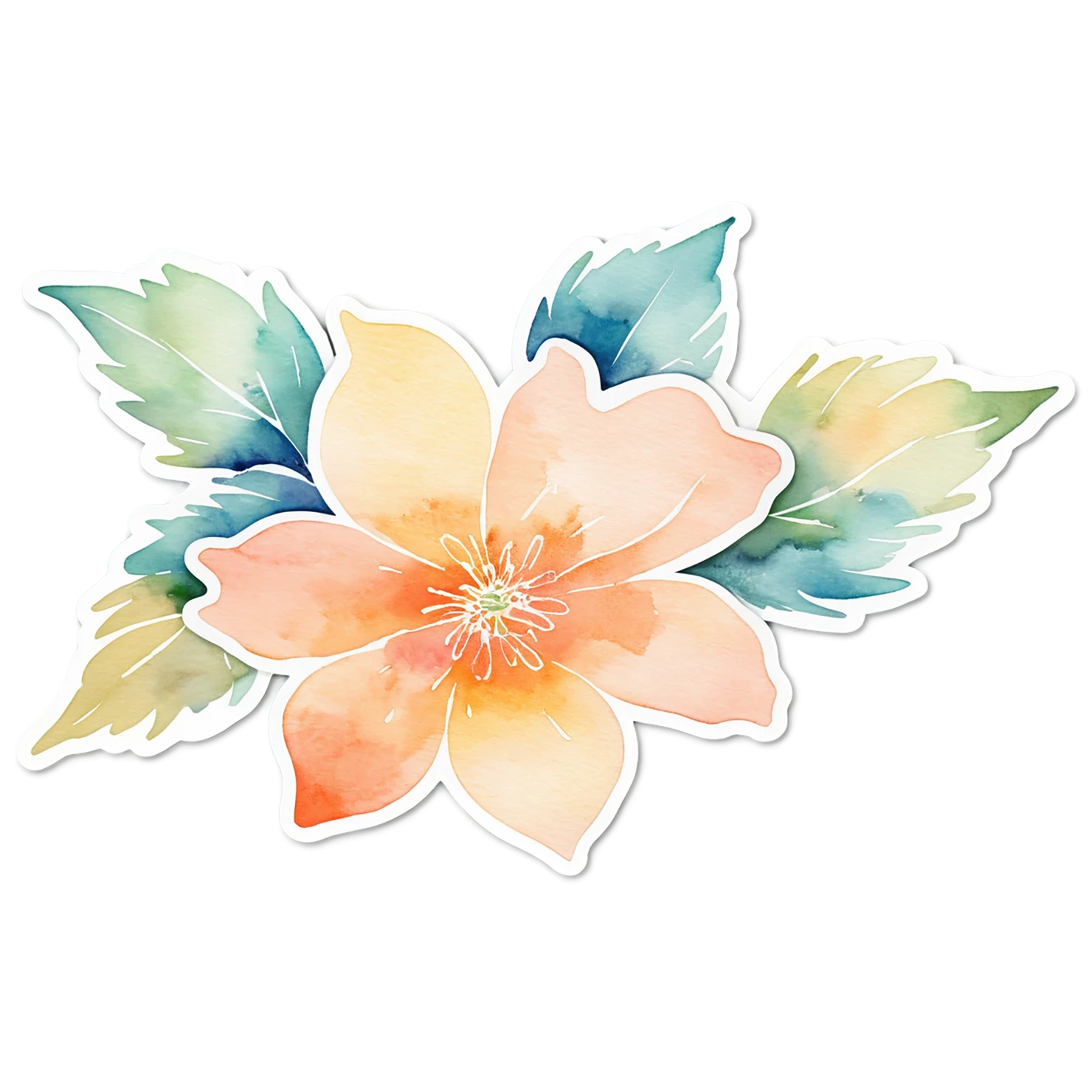 Floral watercolor sticker isolated on transparent background #16373