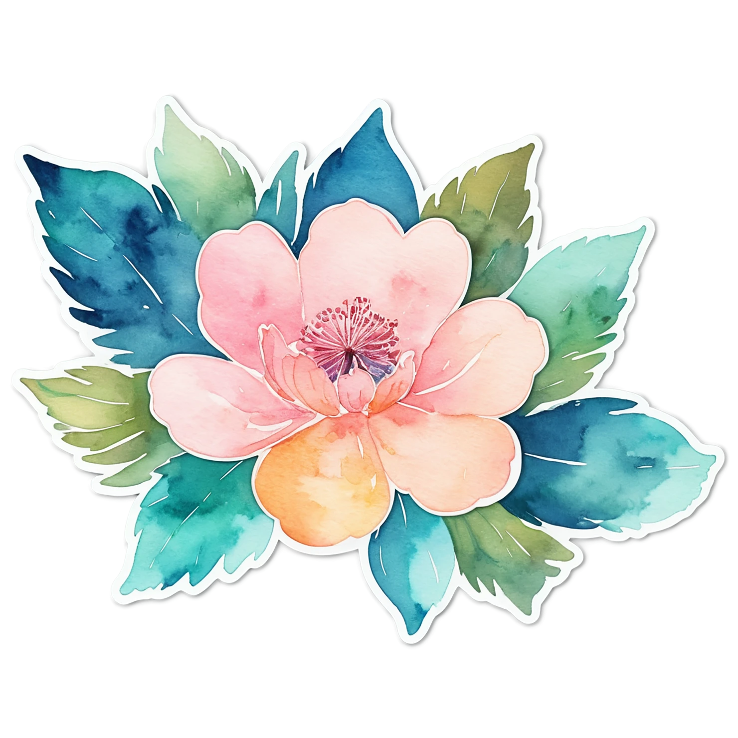 Floral watercolor sticker isolated on transparent background #16377