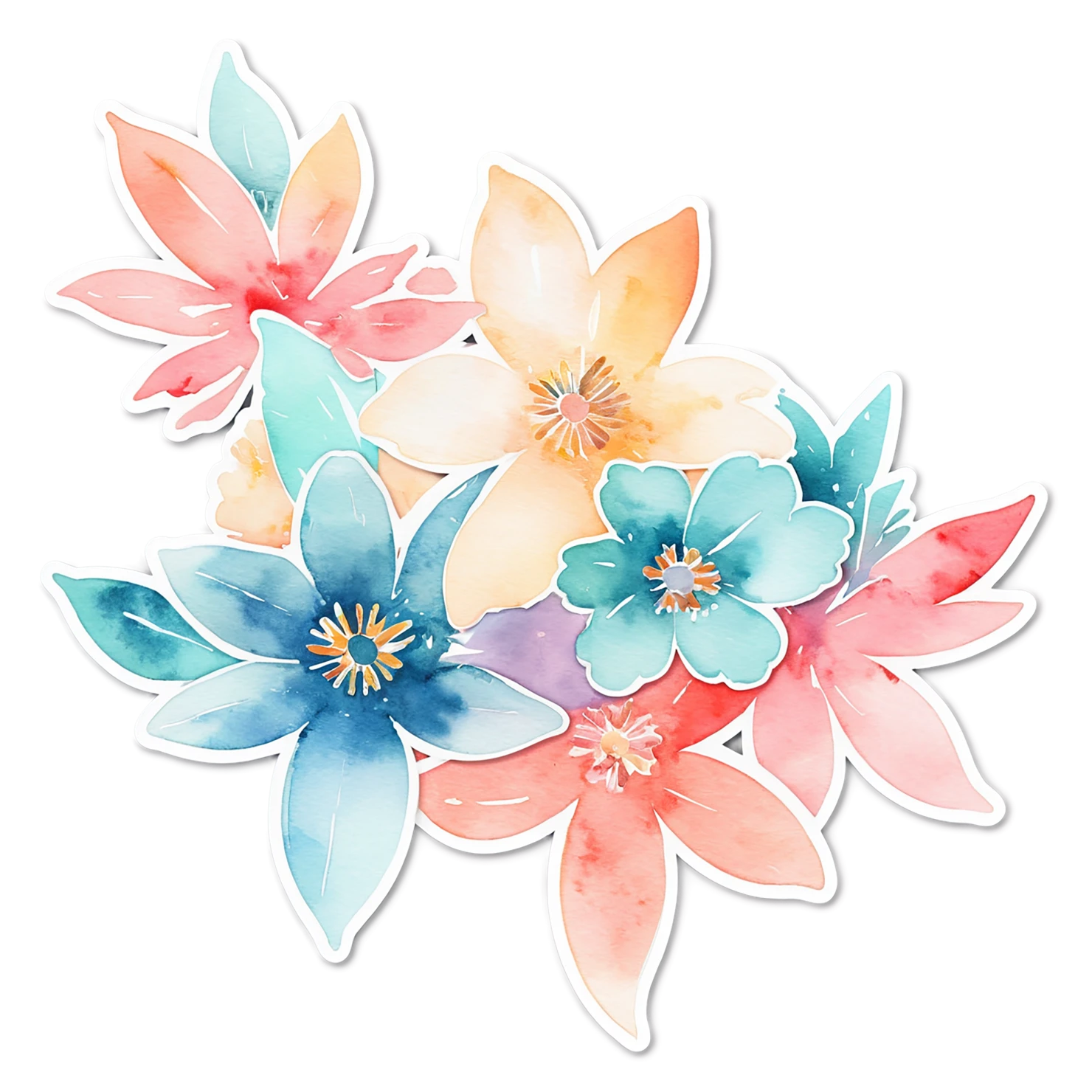 Floral watercolor sticker isolated on transparent background #16378