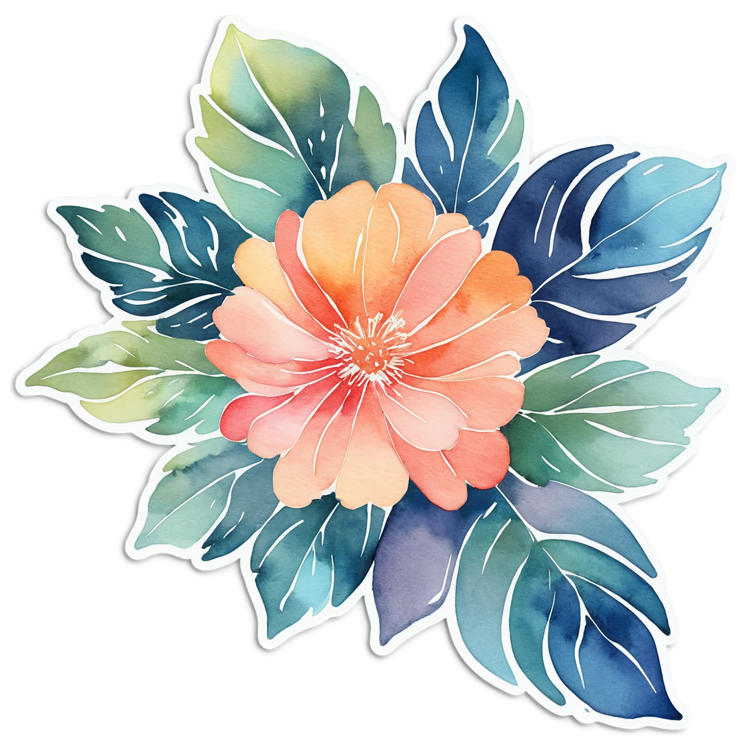 Floral watercolor sticker isolated on transparent background #16383