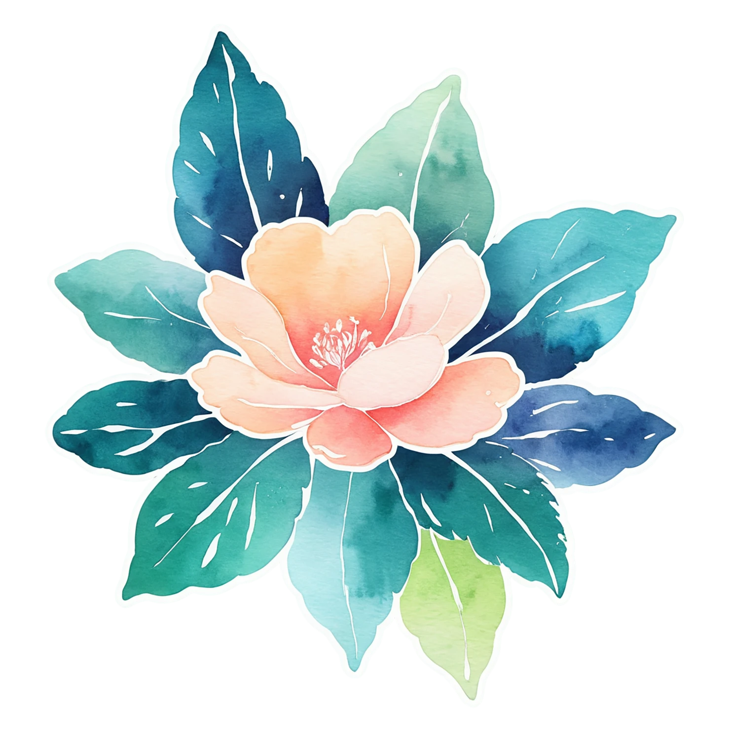 Floral watercolor sticker isolated on transparent background #16384