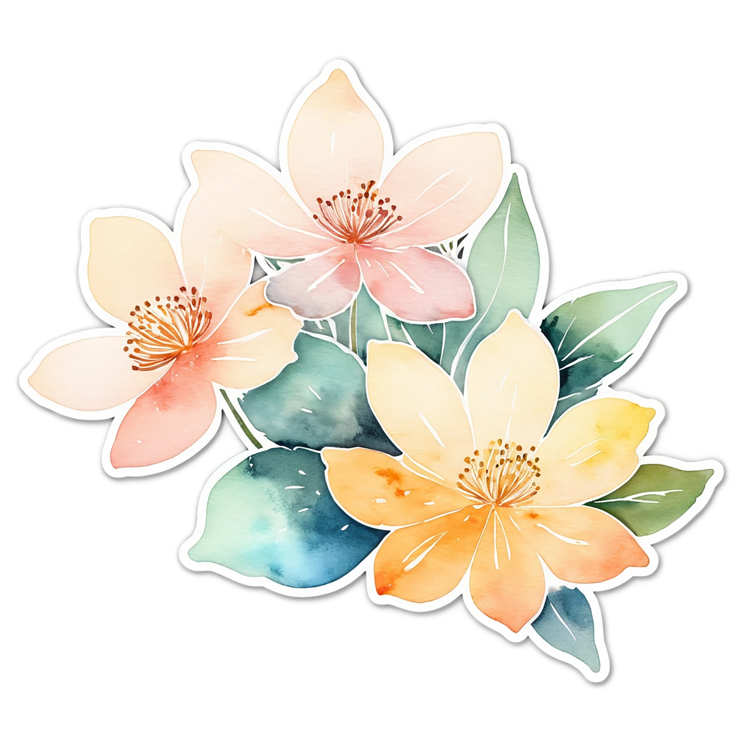 Floral watercolor sticker isolated on transparent background #16385