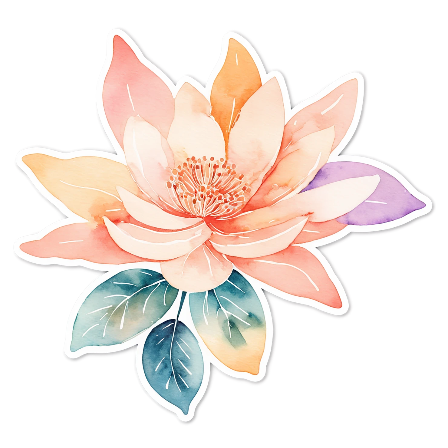 Floral watercolor sticker isolated on transparent background #16390