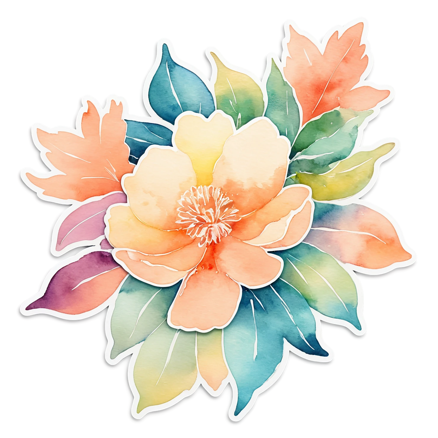 Floral watercolor sticker isolated on transparent background #16393