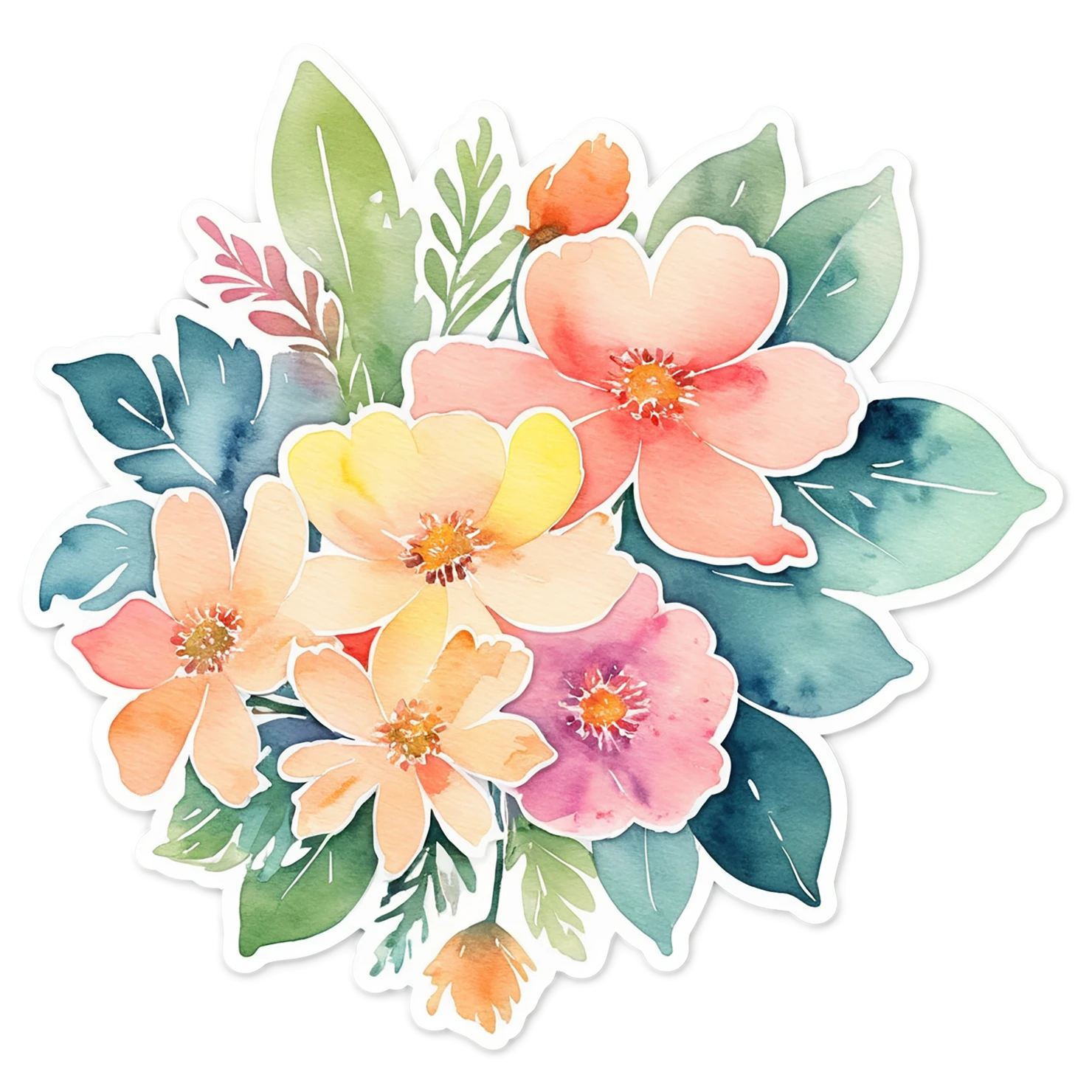 Floral watercolor sticker isolated on transparent background #16396