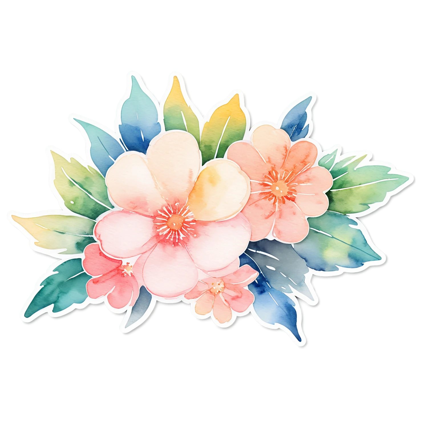 Floral watercolor sticker isolated on transparent background #16397
