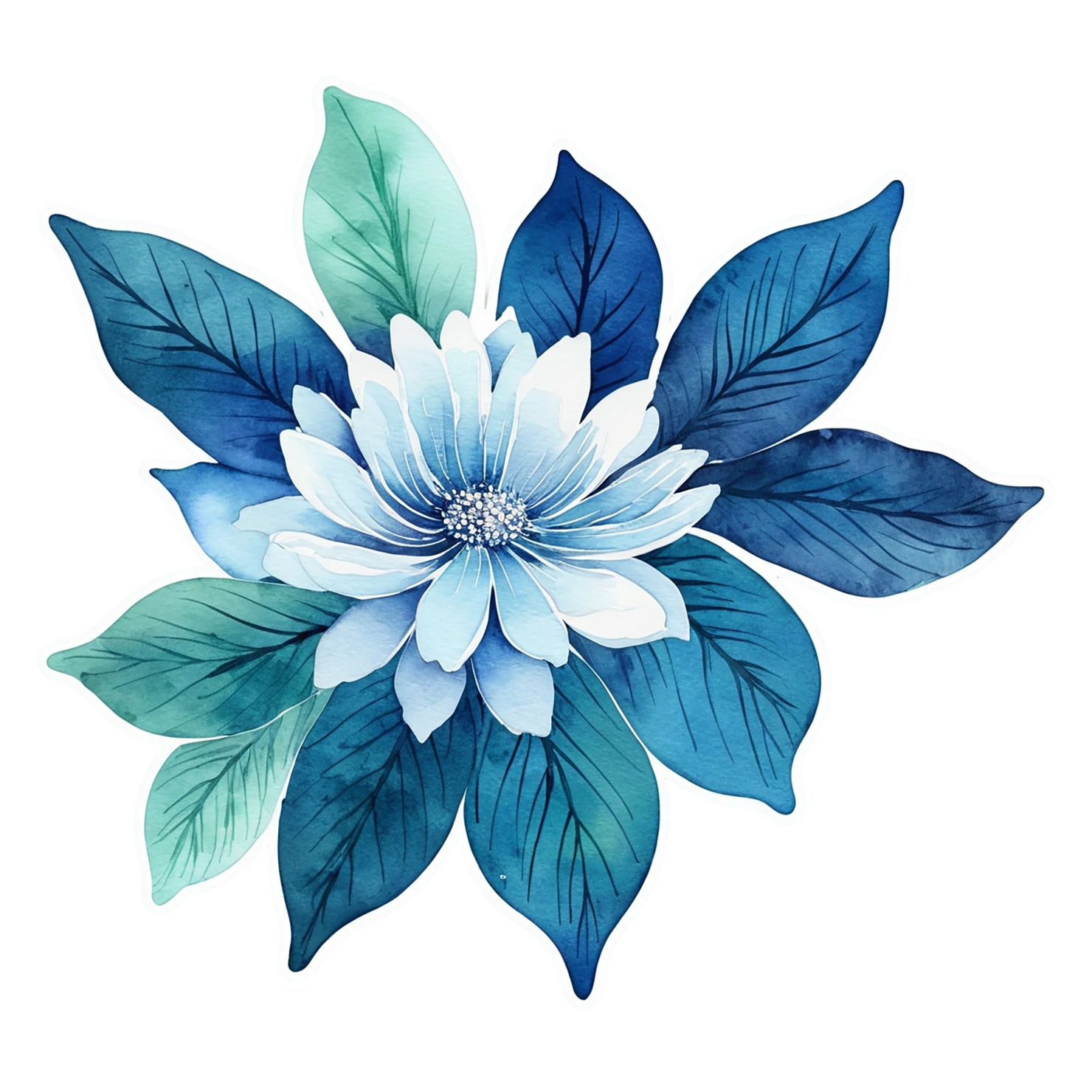 Floral watercolor sticker isolated on transparent background #16398