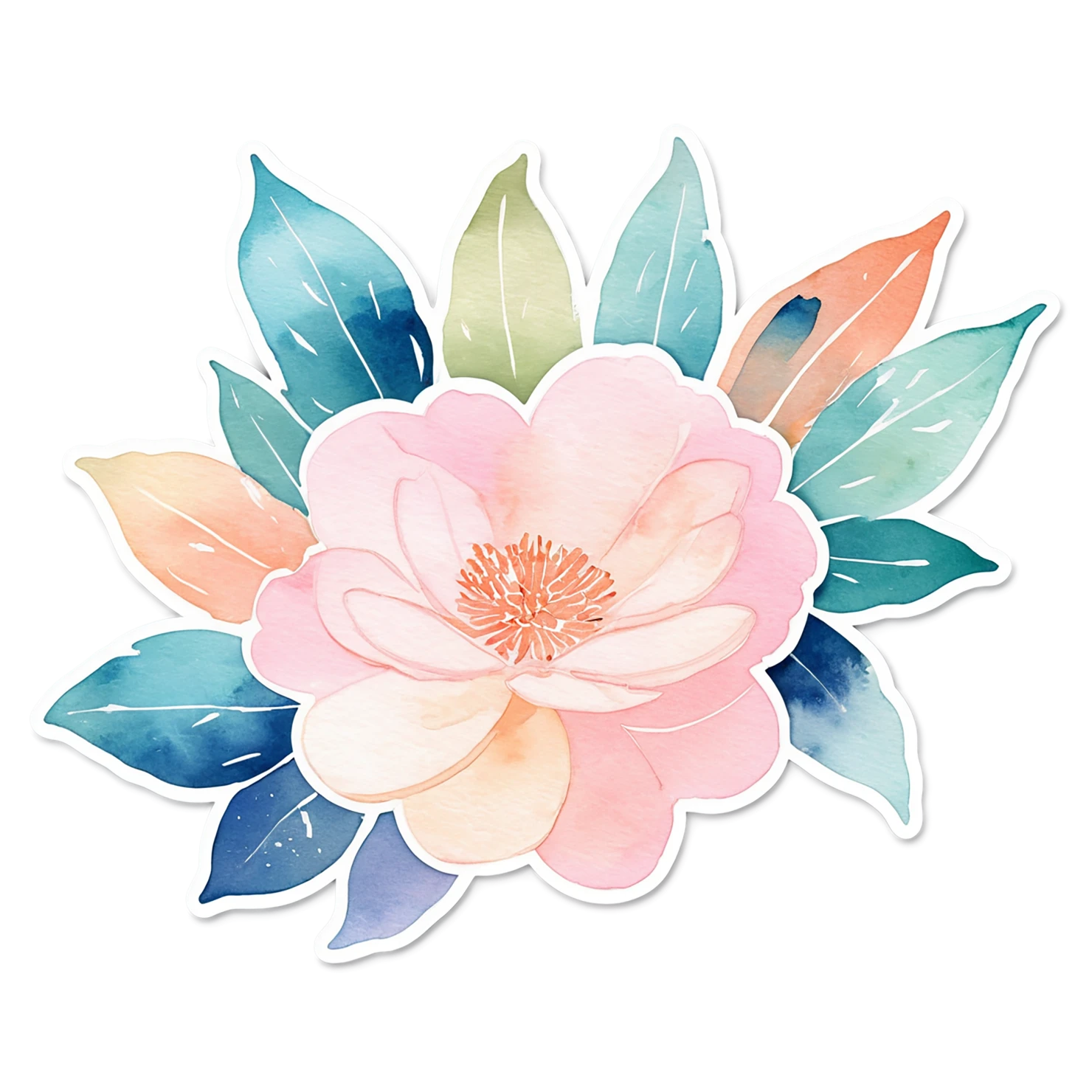 Floral watercolor sticker isolated on transparent background #16401