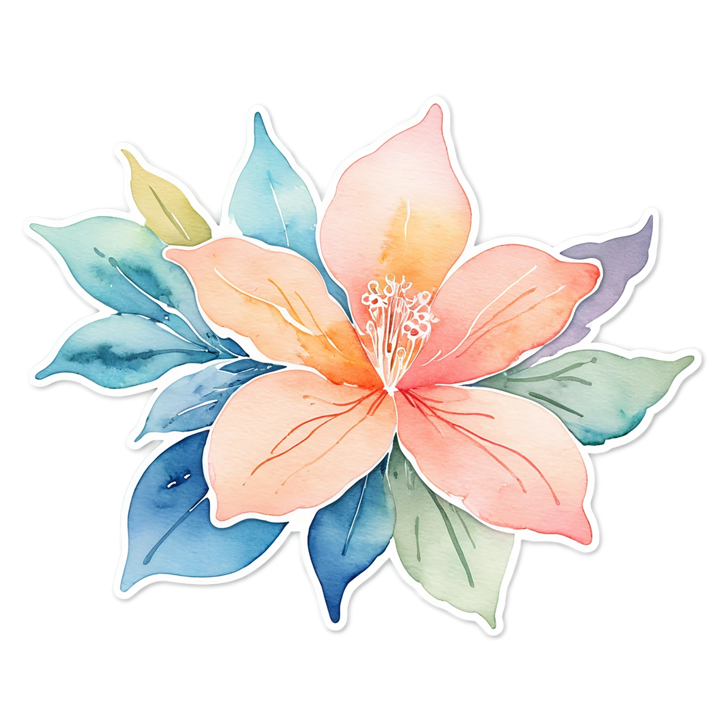 Floral watercolor sticker isolated on transparent background #16403