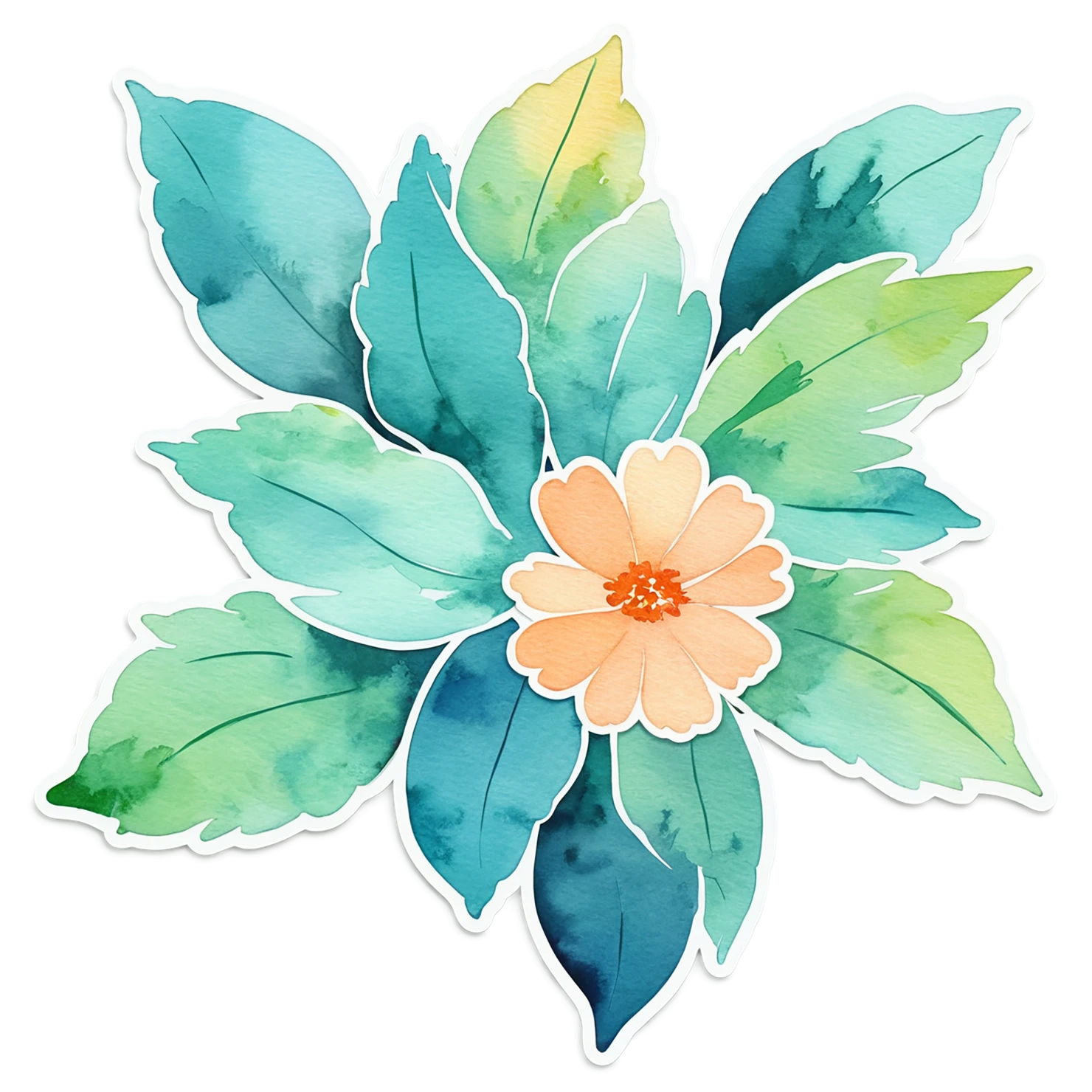 Floral watercolor sticker isolated on transparent background #16404