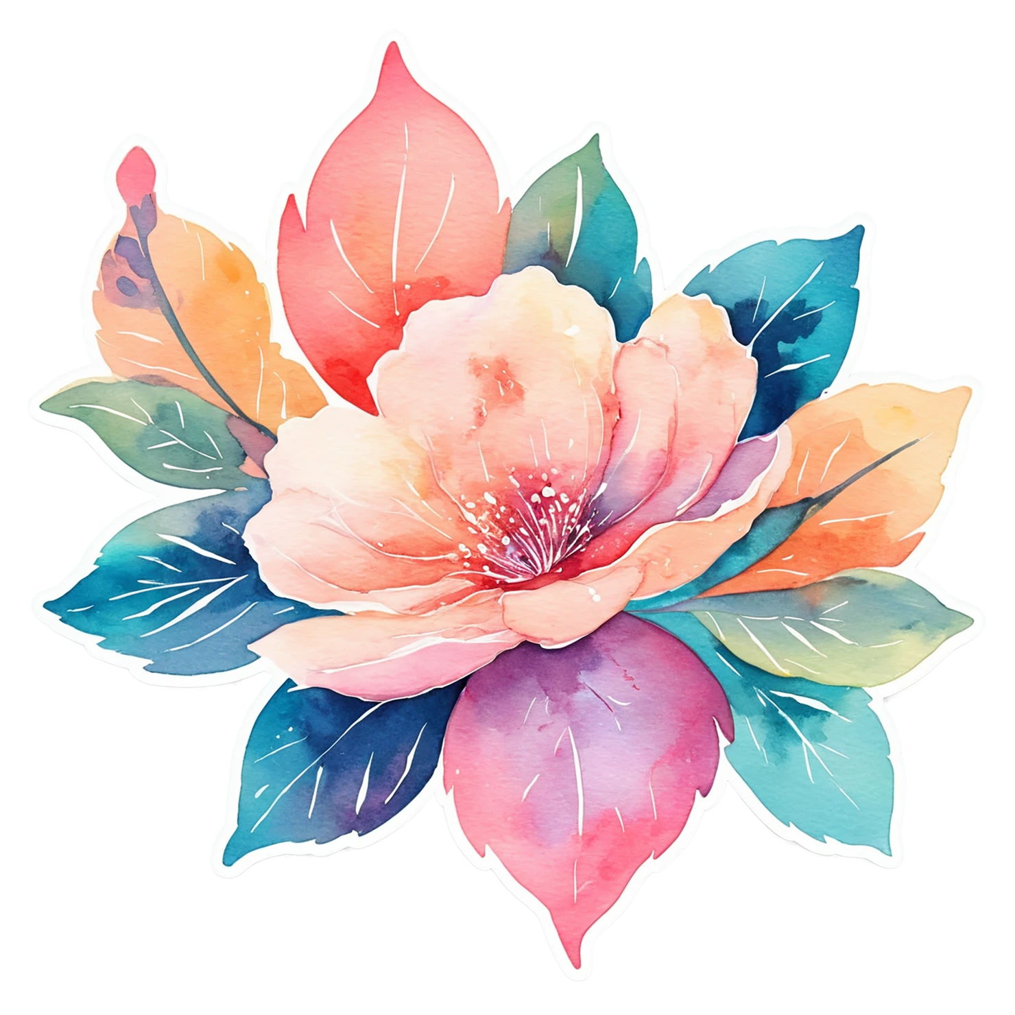 Floral watercolor sticker isolated on transparent background #16406