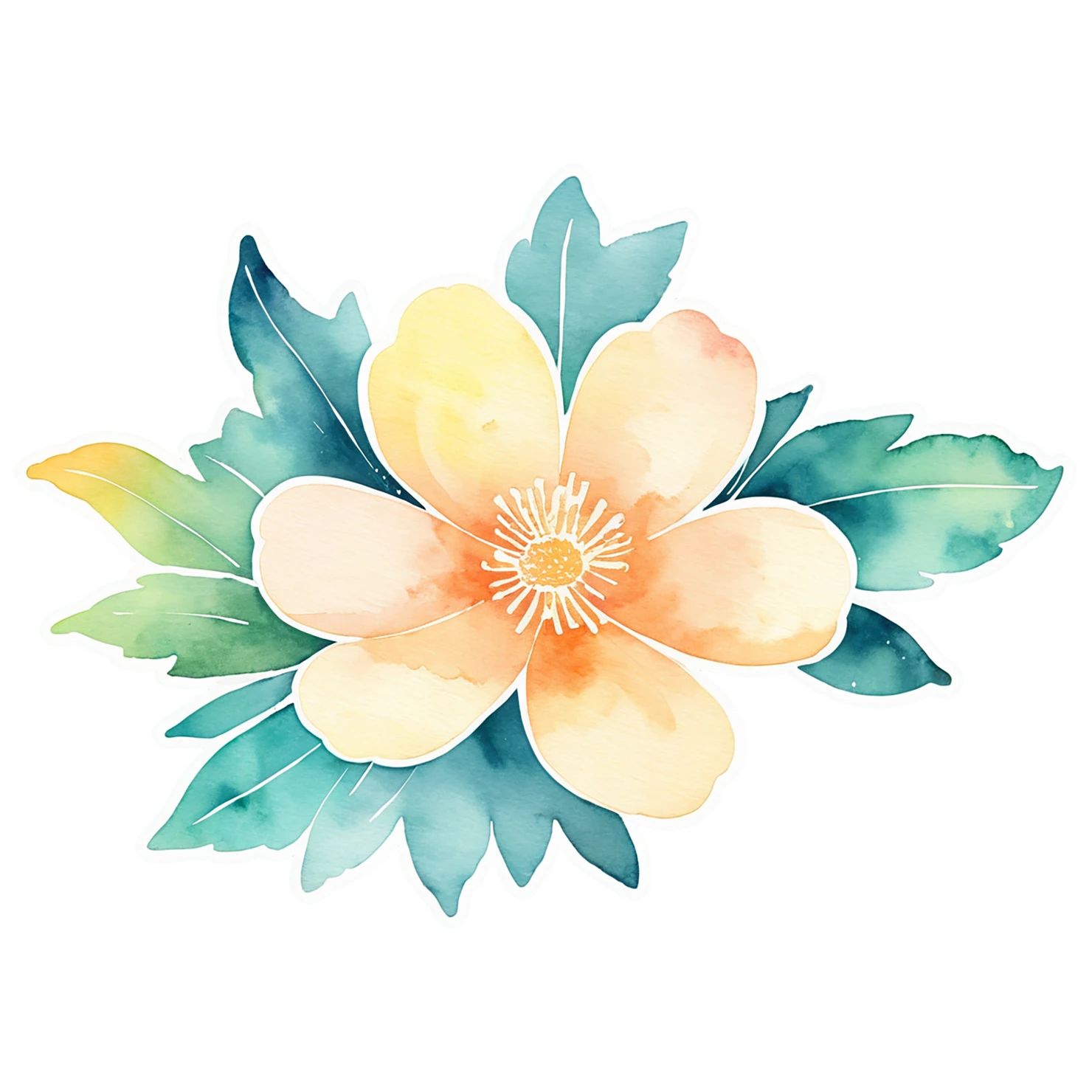 Floral watercolor sticker isolated on transparent background #16411