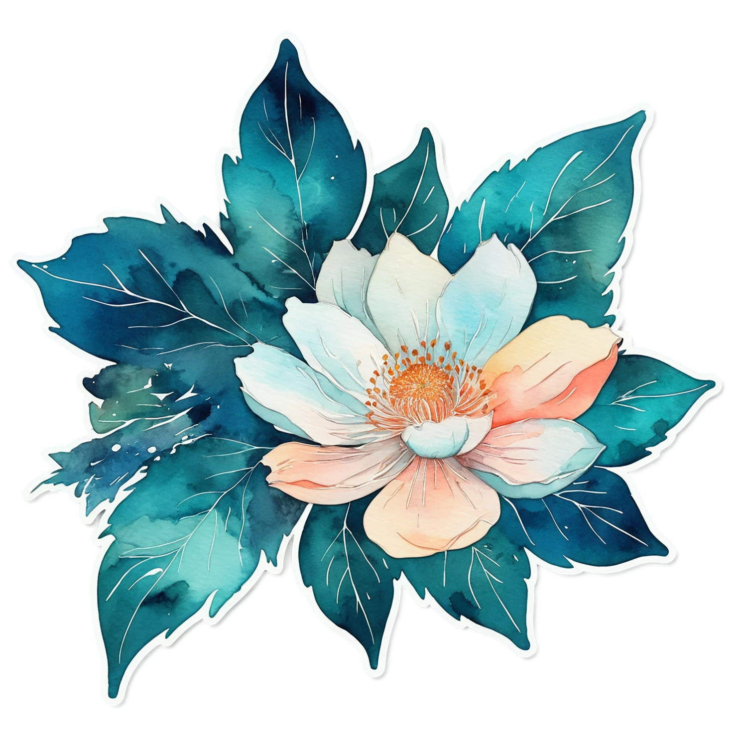 Floral watercolor sticker isolated on transparent background #16415