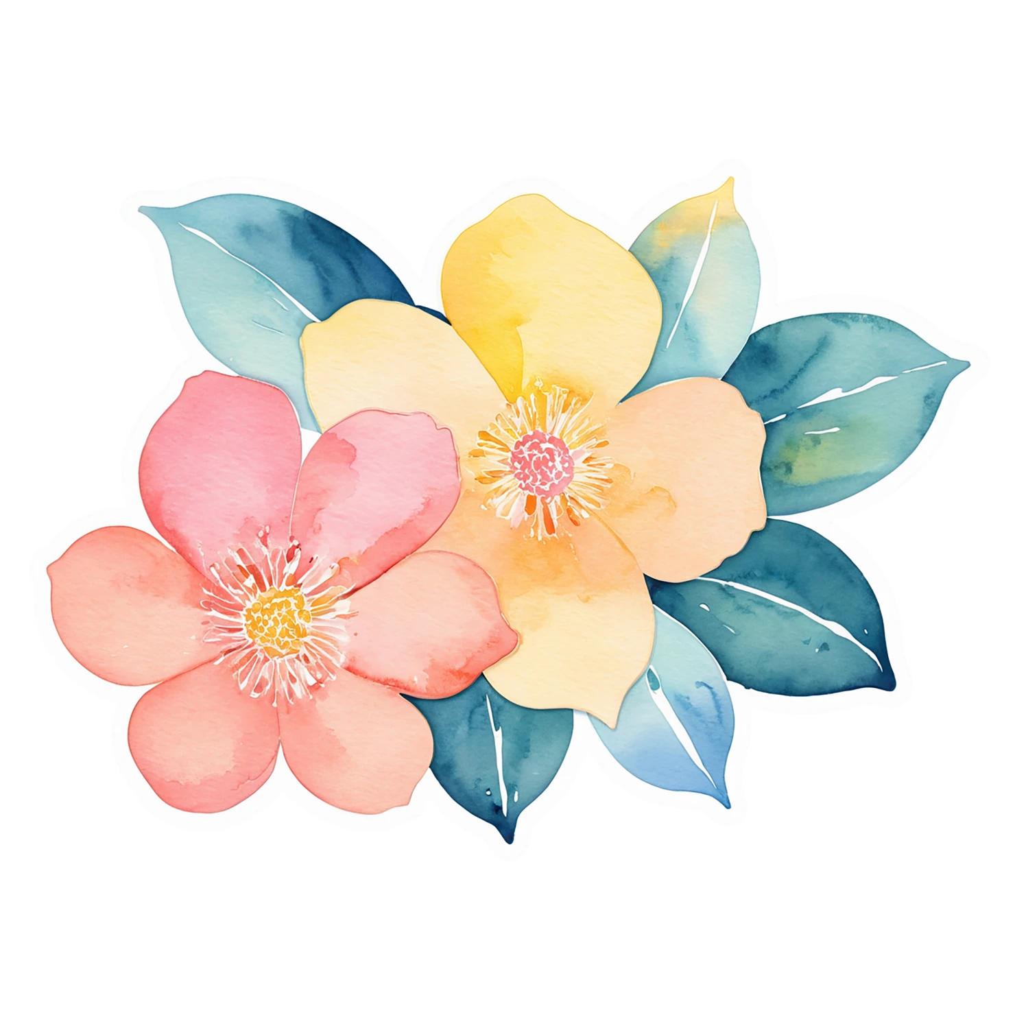 Floral watercolor sticker isolated on transparent background #16416