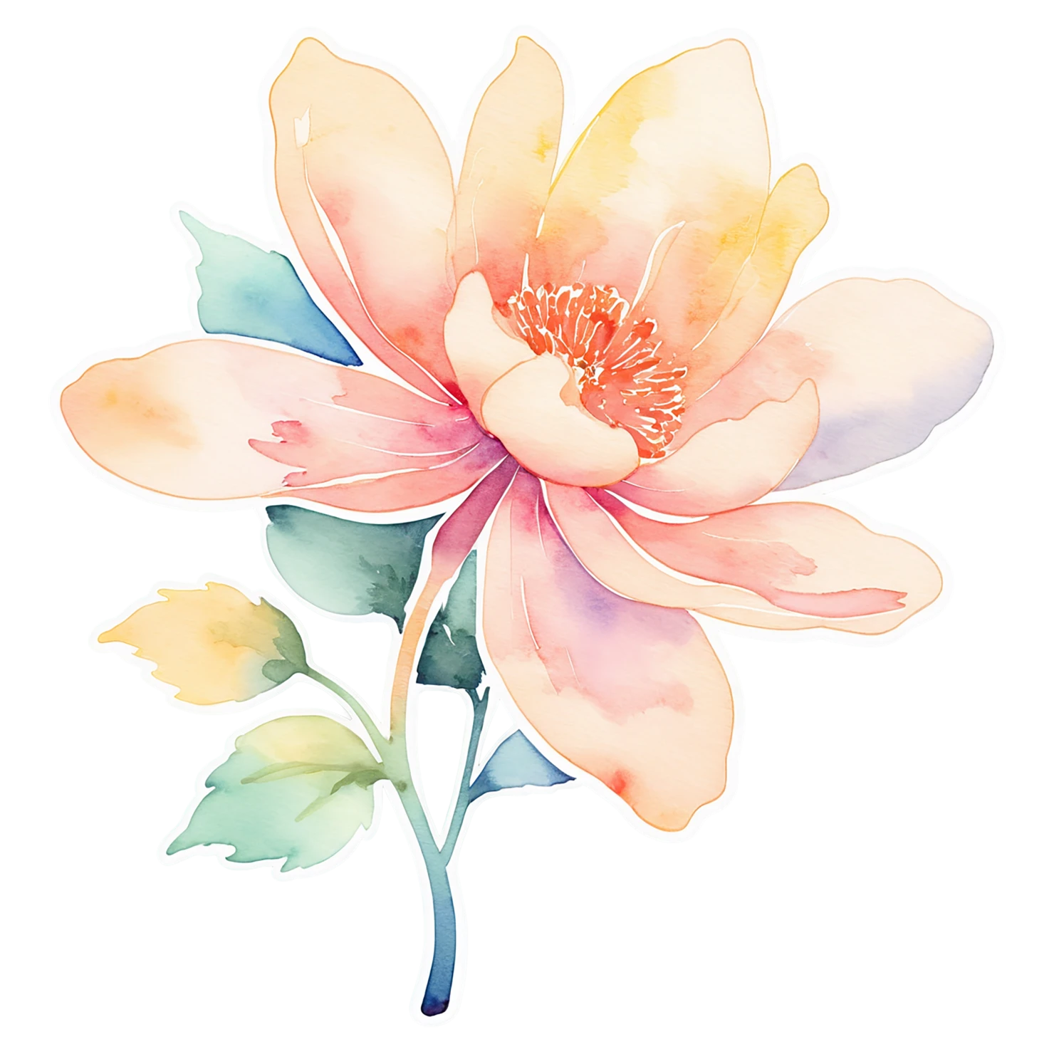 Floral watercolor sticker isolated on transparent background #16418