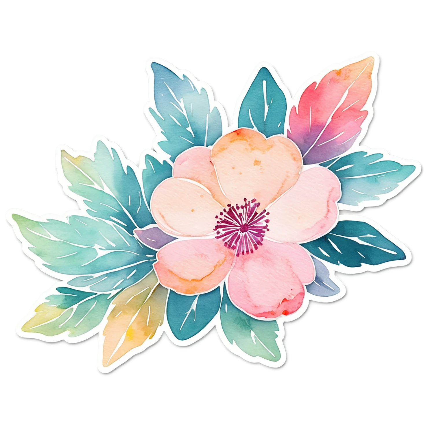 Floral watercolor sticker isolated on transparent background #16419
